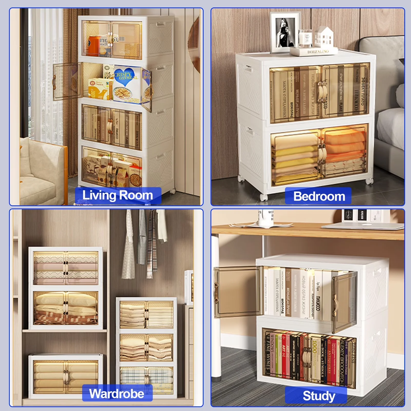 Garage Storage Supply Classic with Lockable, Stackable, Foldable Closet Organizers and - White Plastic for Home, Office Model B2CA76