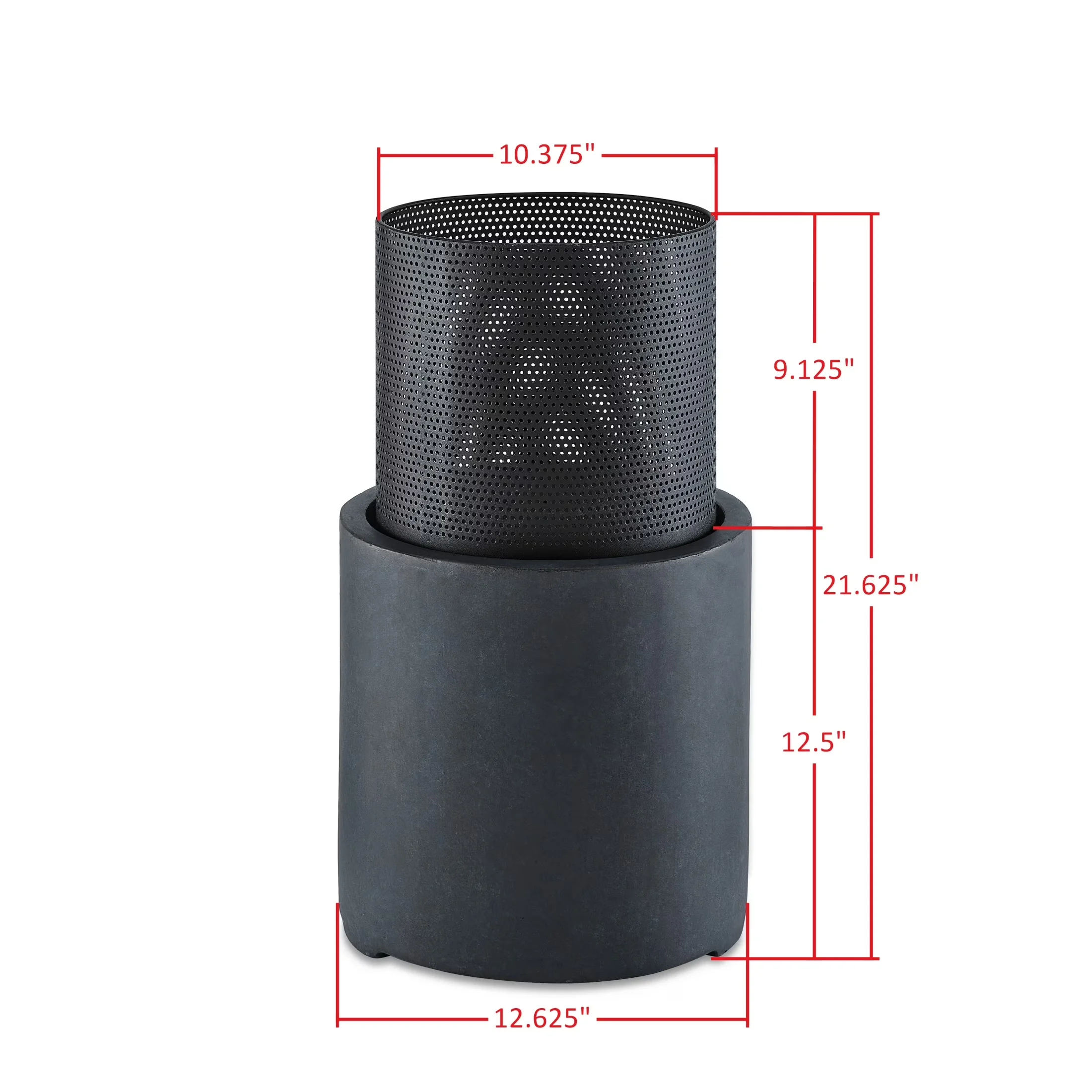 Versatile Outdoor Heating with Portable, 22" Wood Burning Faux Stone Fire Column - Gray Fiberglass And Iron Model AA5518