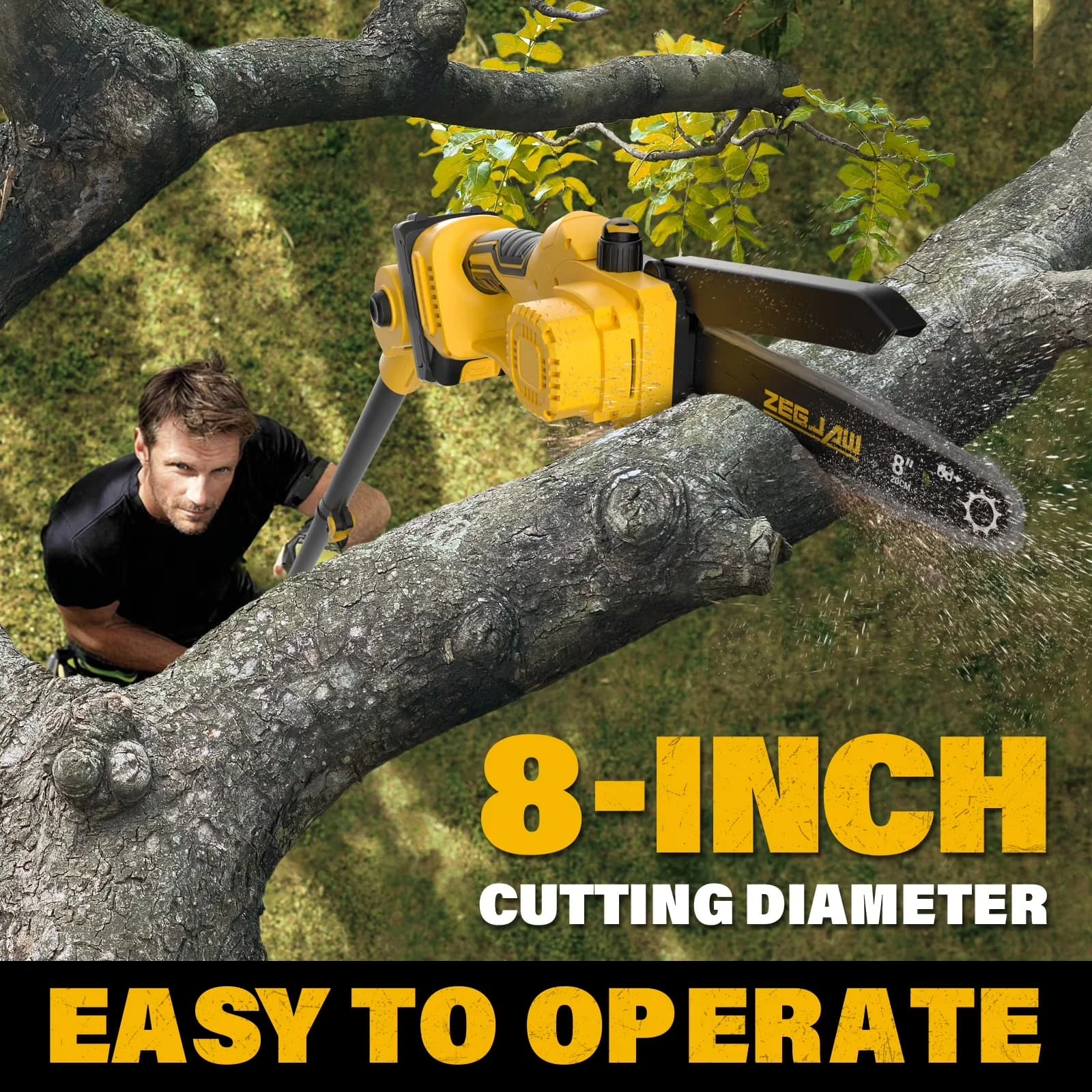 Professional Pole Saw with Battery, 21V, Telescoping - 2-IN-1 - Traditional Style Model F68B8B