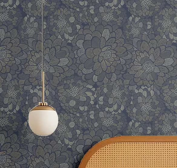 Versatile Wallpaper with Waterproof, Durable, Removable - Blue Vinyl for Bathroom Model 71A412