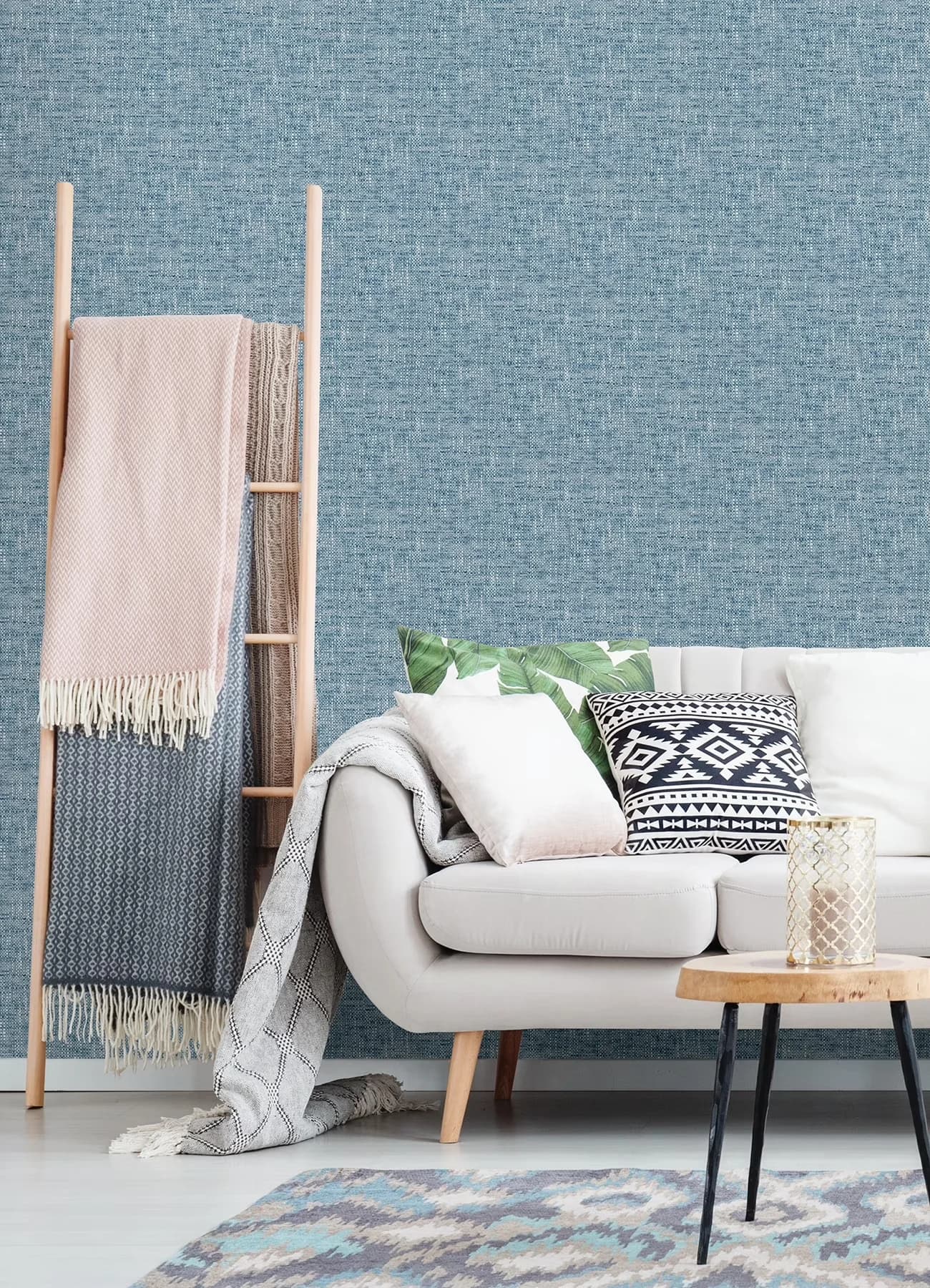 Essential Wallpaper with Removable, Ideal for rental or home decorating, 30.75 sq. ft - Vinyl Blue Model 717BEA