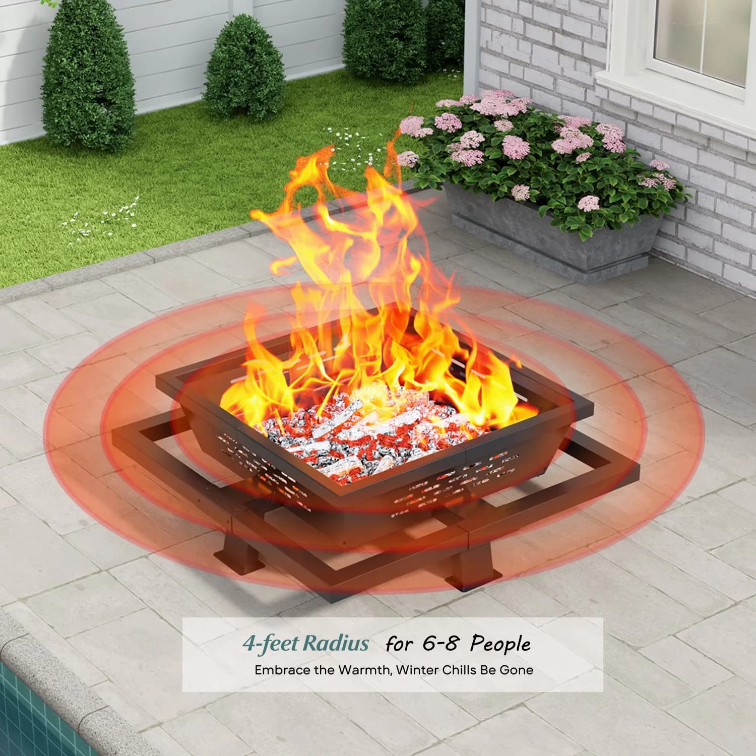 Premium Outdoor Heating with Rust Resistant, 36" Fire Pit - Black Metal for Outdoor, Camping Model F9CF7F