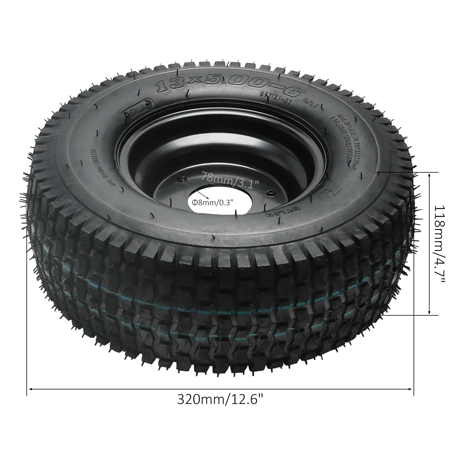 Innovative Lawn Mower Tire with Front Rear Wheel Hubs Spindles - 00-6 - Sleek Profile Model A76E5D