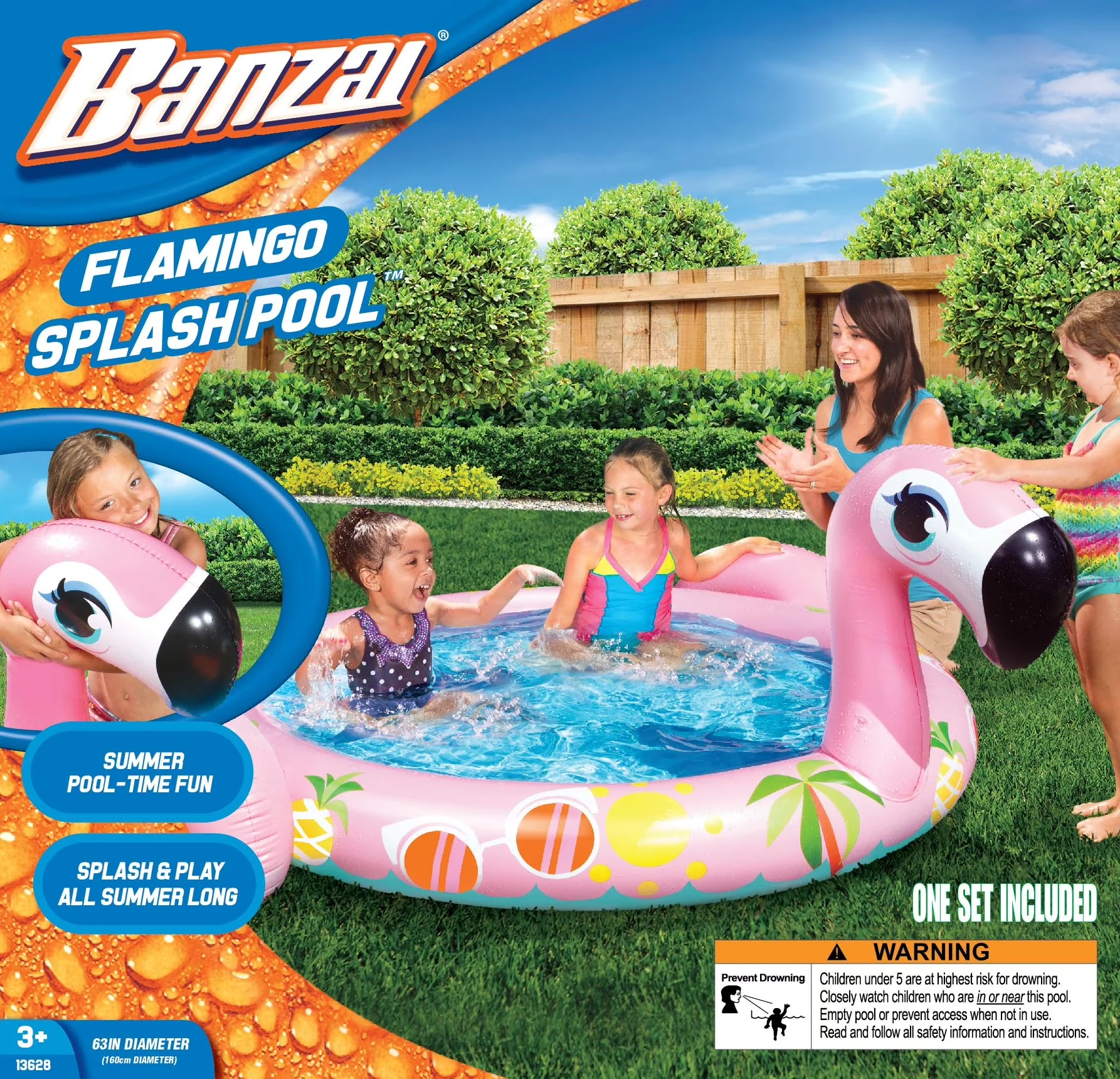 Stylish Inflatable Pool with Flamingo Splash Blowup, Inflatable, whimsical Pool., 66"L x 76"W x 36"H. - Polyvinyl Chloride (Pvc)... Model F931B6