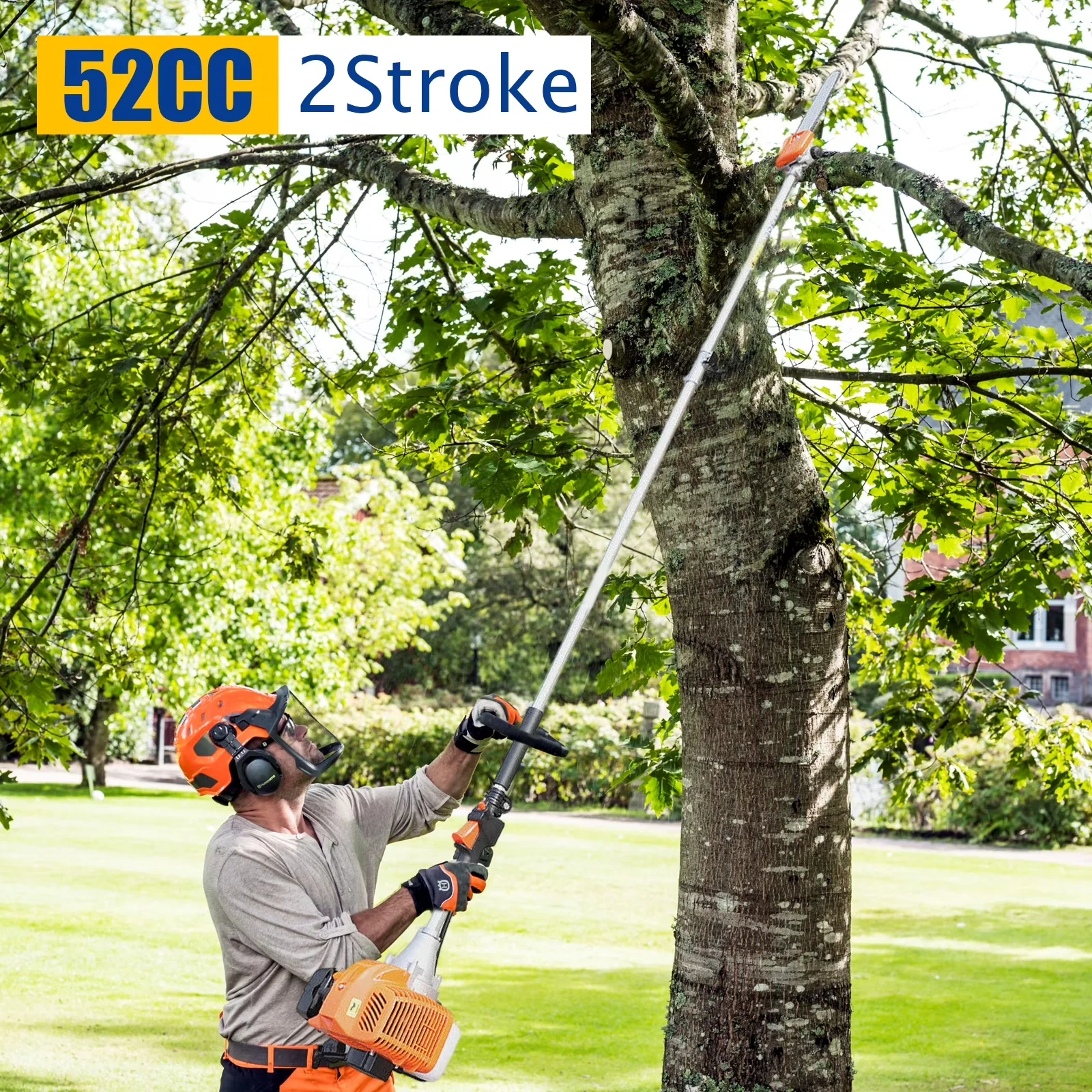 Sleek Pole Saw with Single Cylinder Air-Cooled, Low Fuel Consumption - Orange Model 9915BB