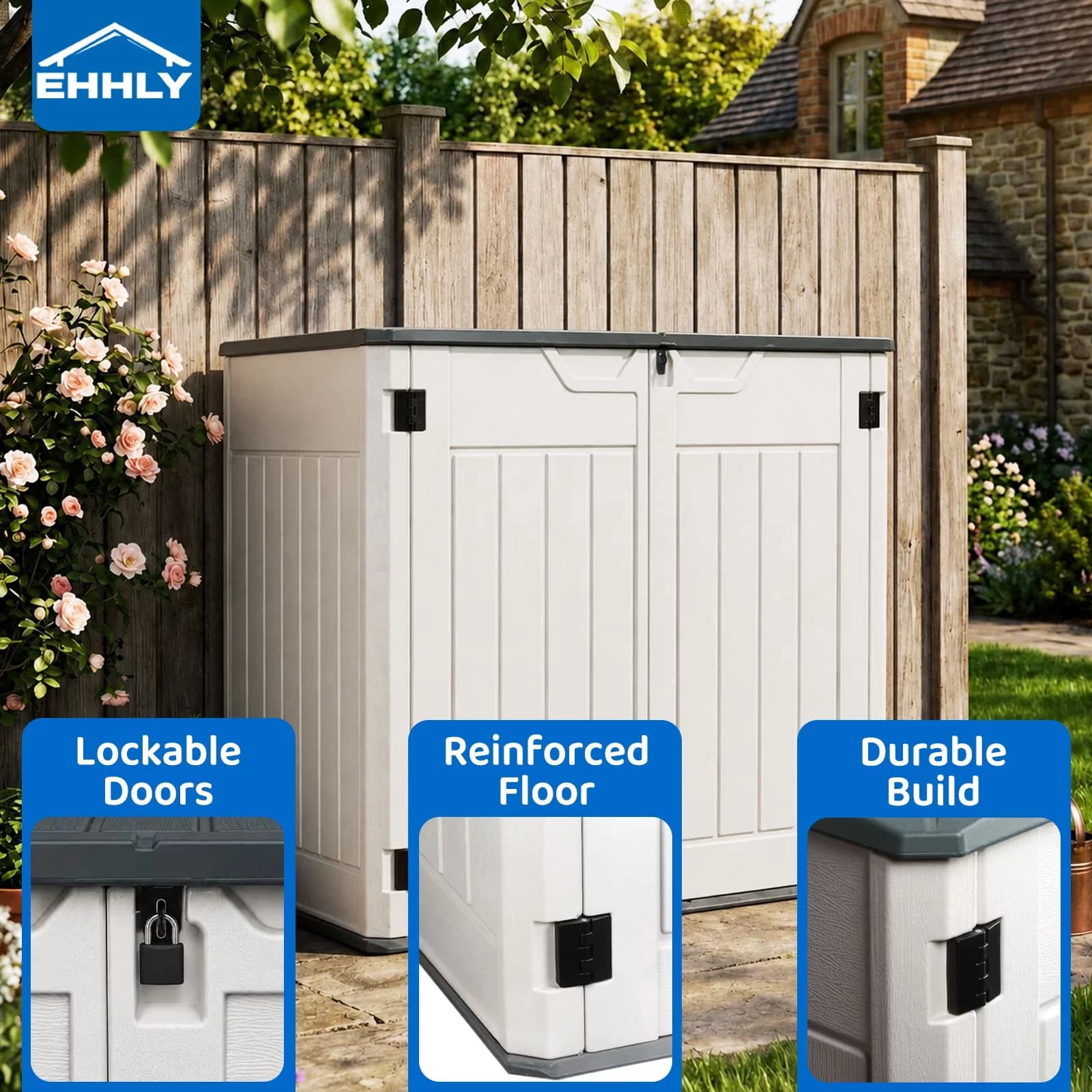Durable Shed with Rust Resistant, Water-Resistant - High Density Polyethylene White Model 649341