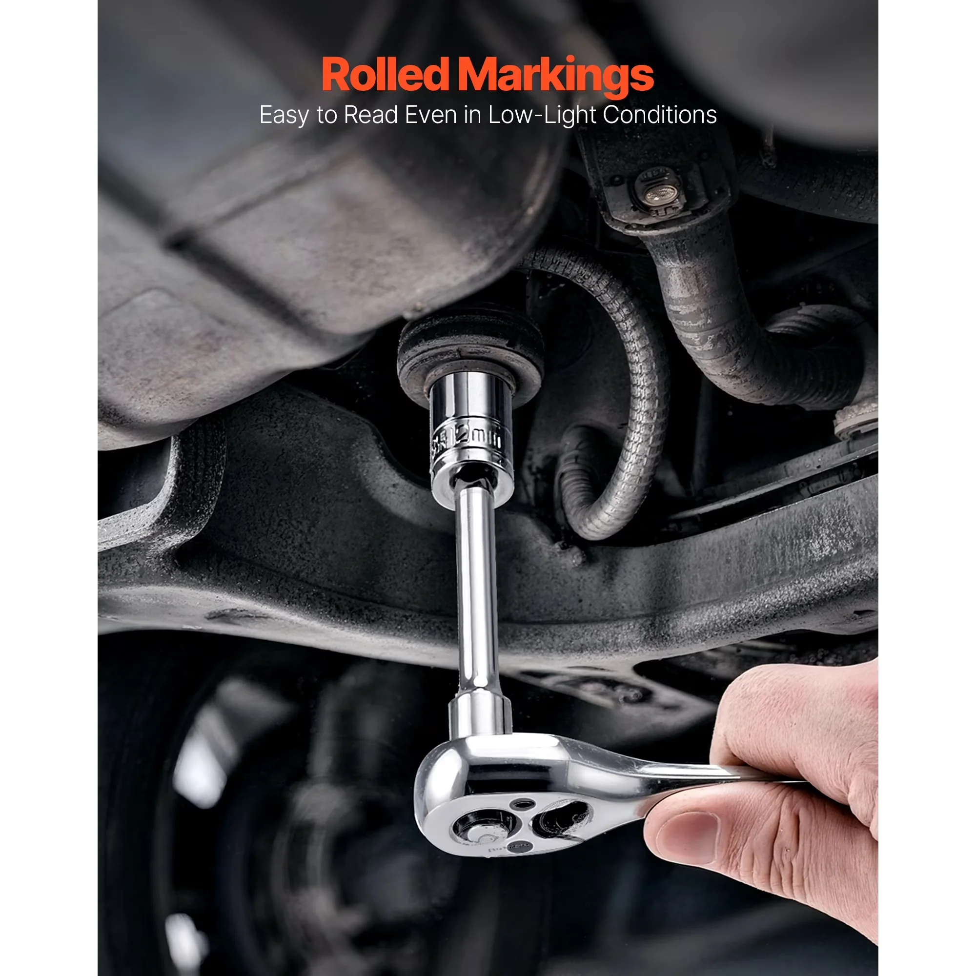 Hand Tool Set Quality with Ideal, Includes Deep and Standard Sockets - Black Cr-V Alloy Steel Model 01049B