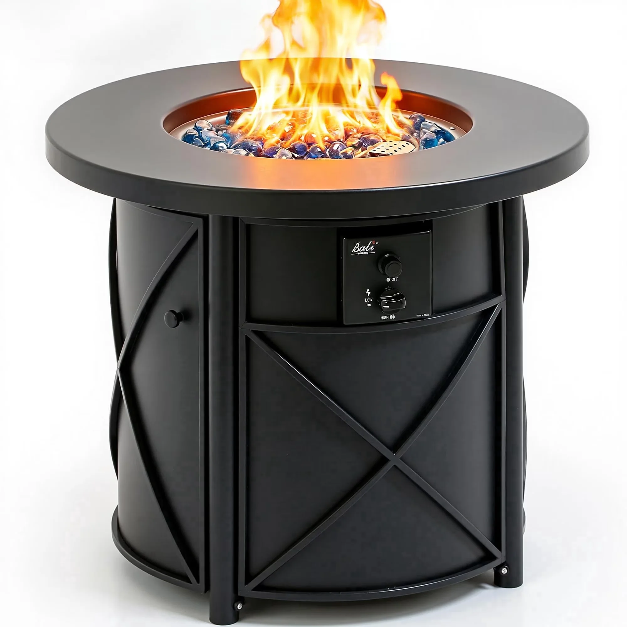 Modern Outdoor Heating with 50000 BTU, Rust Resistant, Smokeless - Stainless Steel, Alloy Steel, Stone 25" x 25" x 30" for Patio Model D89BC5
