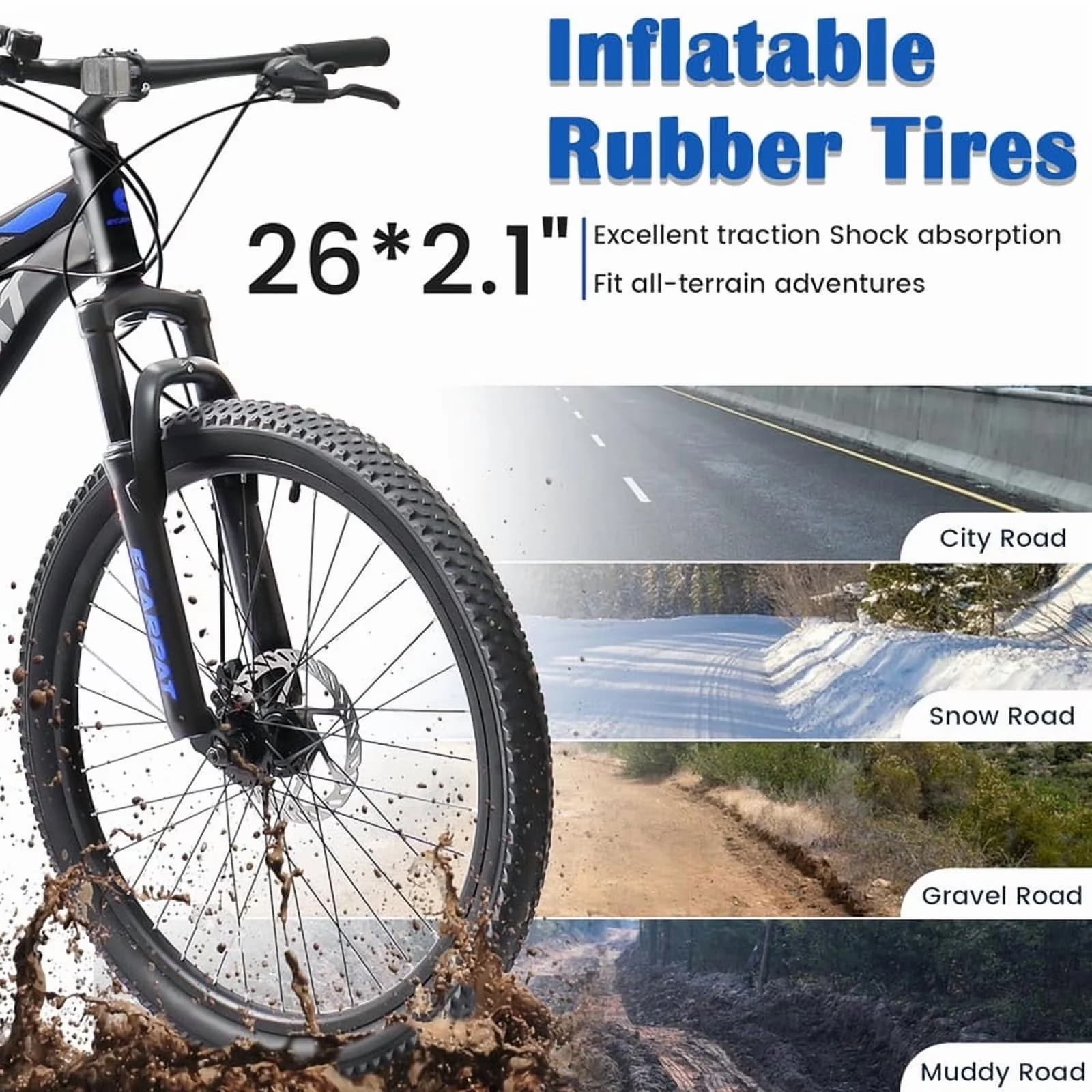 Classic Mountain Bike with Adjustable Speed, High Carbon Steel Frame - Black Model 786189