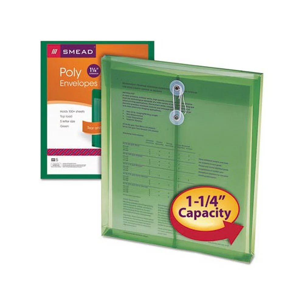 Moving Innovative with 5 / Pack, Green, String-tie closure to secure contents - Green Model 2C4FE3