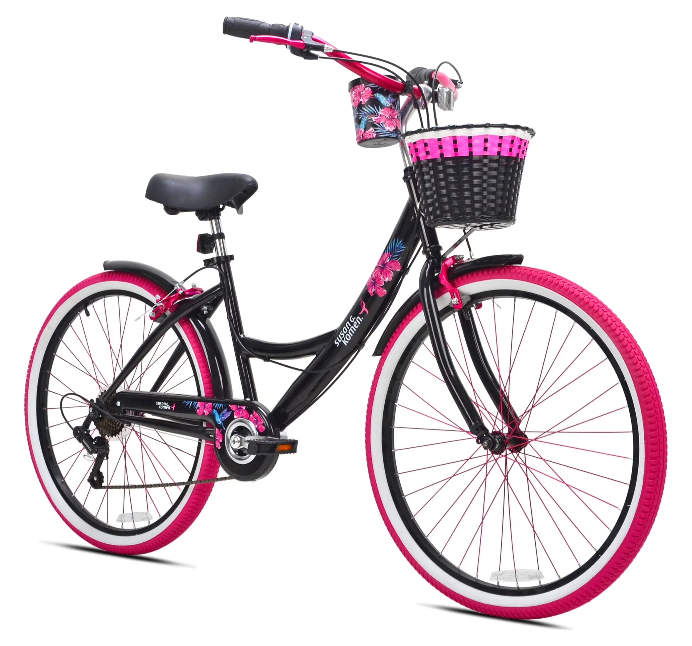 Durable Cruiser Bike with Adjustable Seat Height, Comfy patterned cruiser suspension seat - Black Model E91368