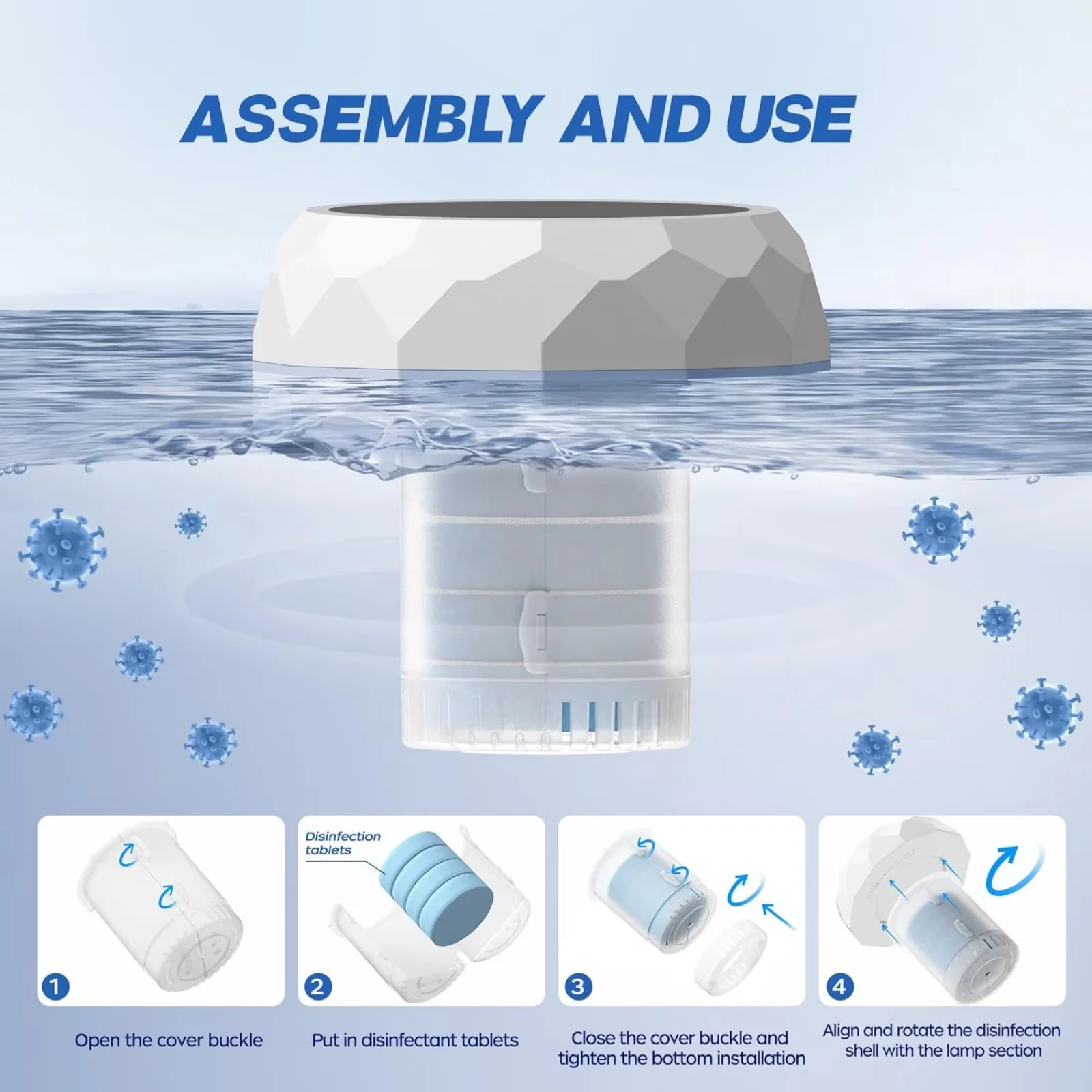 Ceiling Lights Fixture Premium with LED, Uv Resistant, Solar Pool Chlorine Floater - Model E7F52B