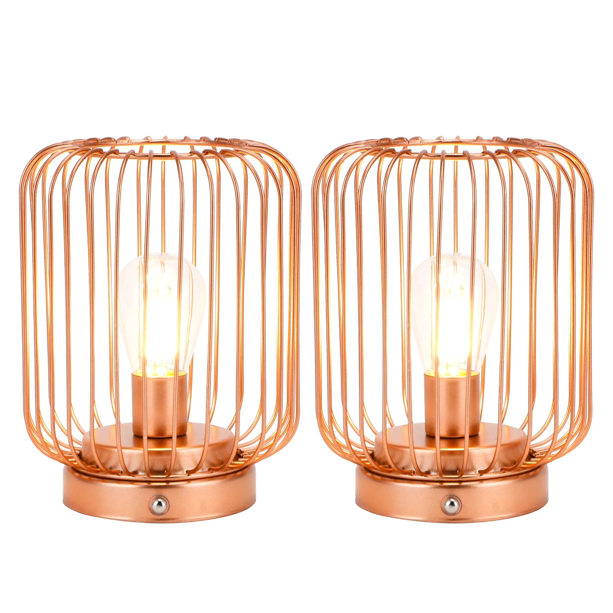 Premium Lamp Set with LED, Battery - Metal Gold for Indoor, Outdoor Cordless Model EDFDAC