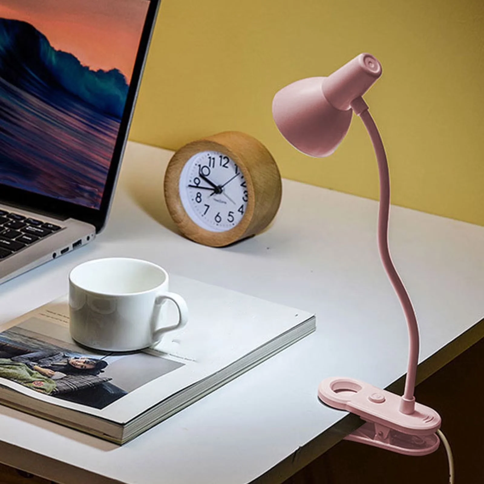 Modern Desk Lamp with LED, Dimmable, Clamp - White Abs for Office, Home Model BB19C2