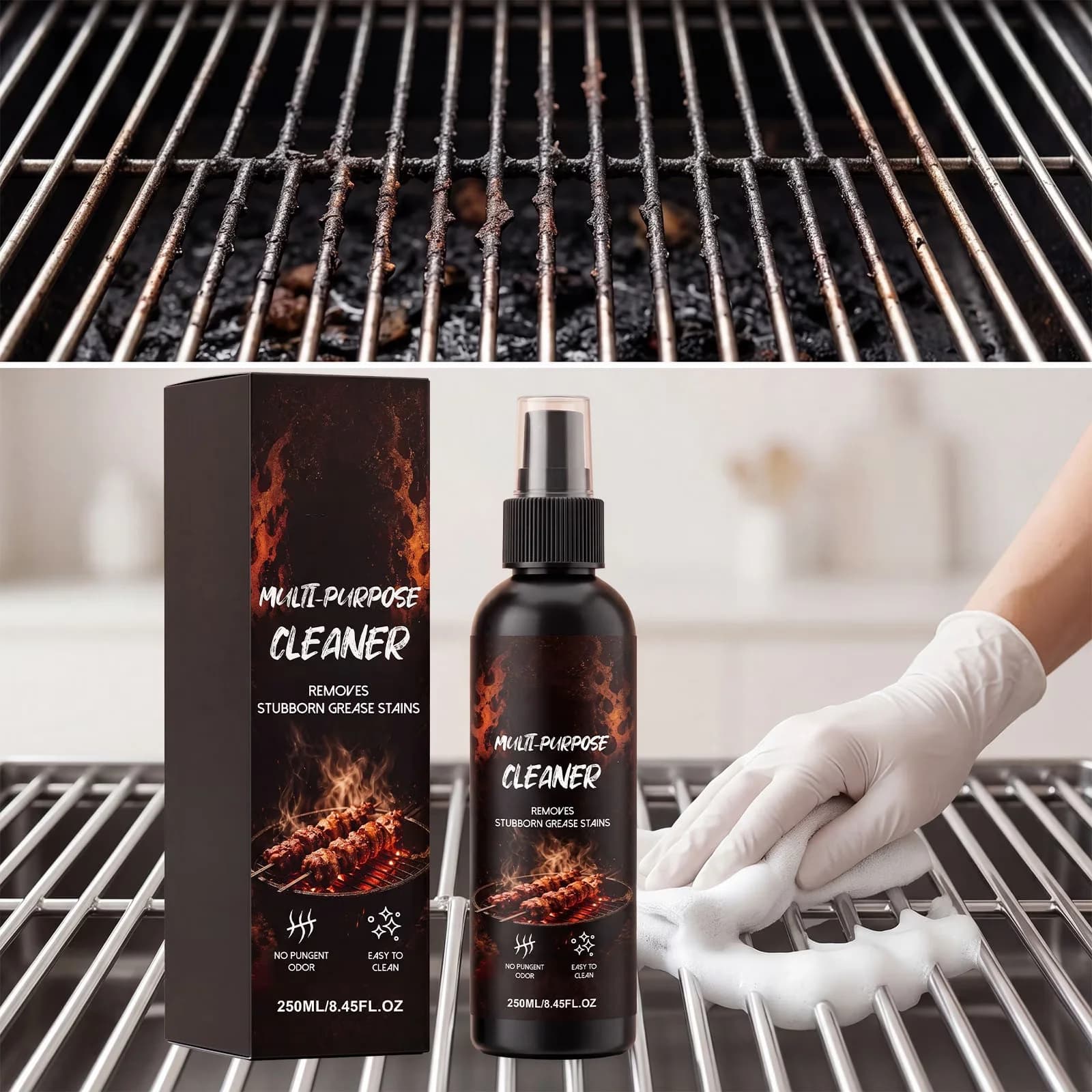 Combo Grill Classic with Heavy Duty Cleaner, 8.5 fl oz BBQ Rack Degreaser, Multi Purpose Cleaner - Model B33AC0