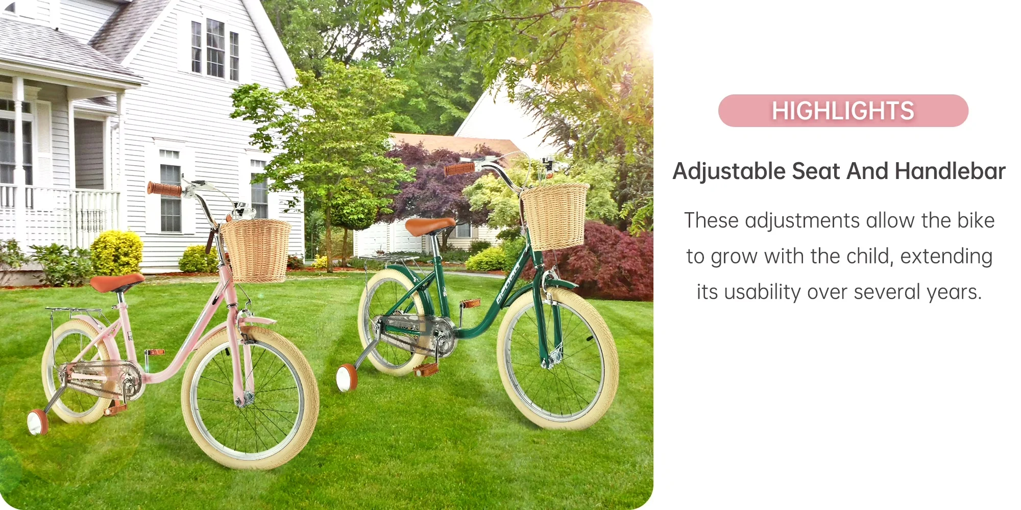 Professional Cruiser Bike with Adjustable Seat Height, Adjustable Height - Pink Model 73B69F