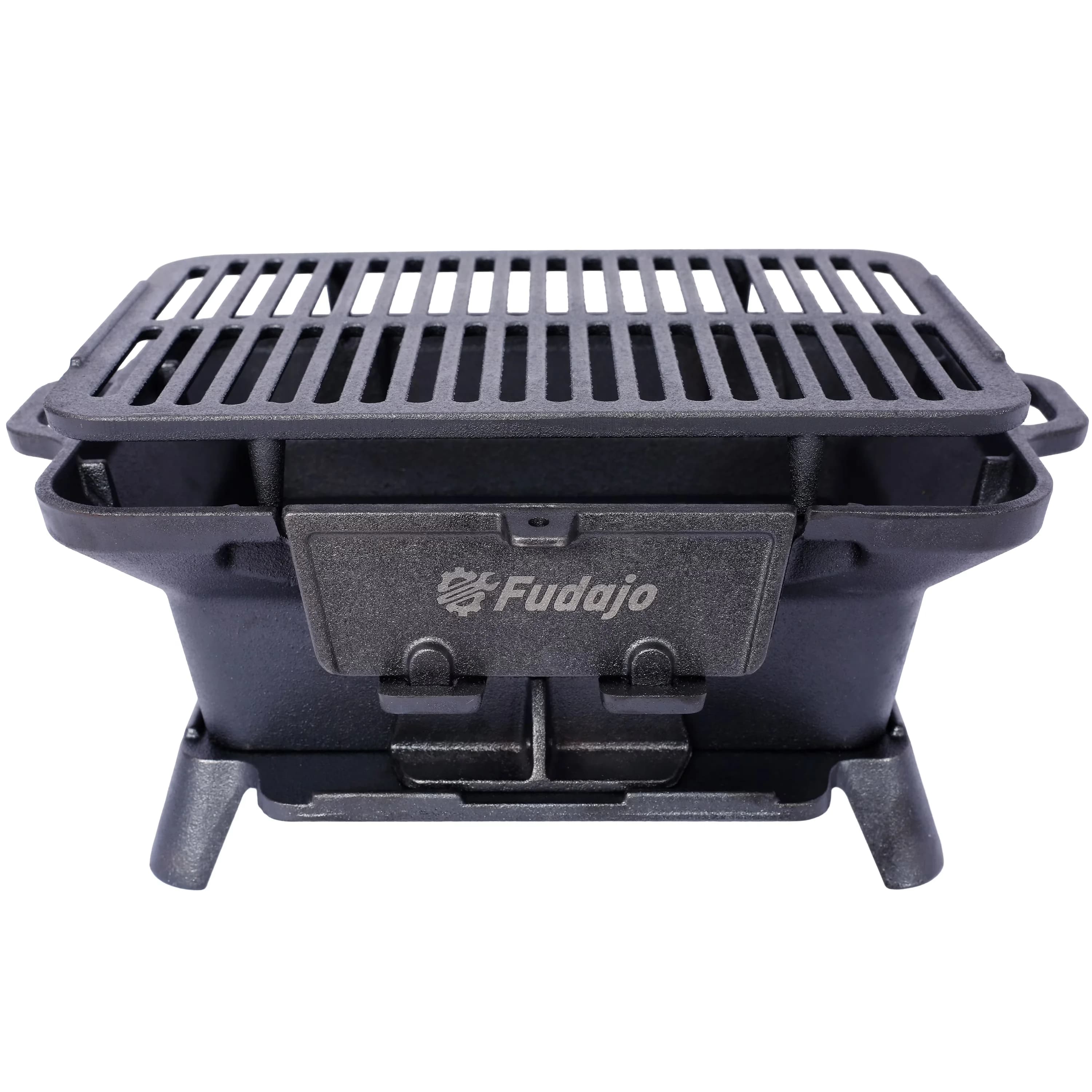 Modern Charcoal Grill with Portable, Skillet, Cast Iron Hibachi - Black Iron Model 442CCF