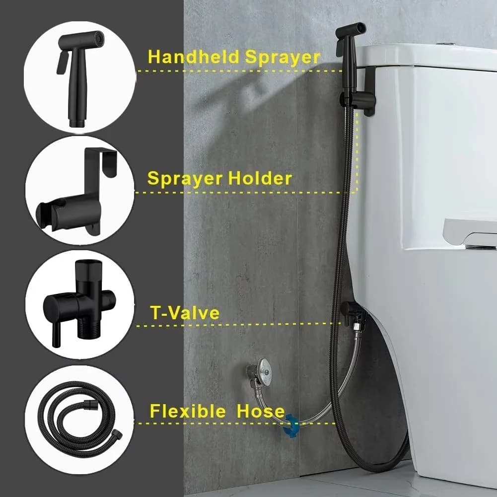 Versatile Plumbing with Easy Installation, Handheld Bidet Sprayer - Sus 304 Stainless Steel Black Model 6695A3