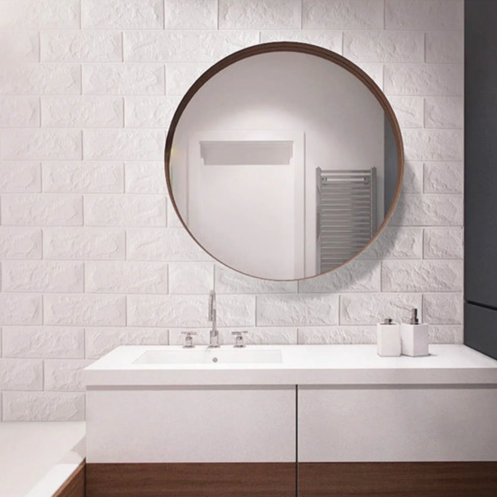 Modern Wallpaper Wall Decals Wall Covering with A good product is worth having!, 2PCS DIY 3D Brick - White 13.7" x 15.1" Model 801A58