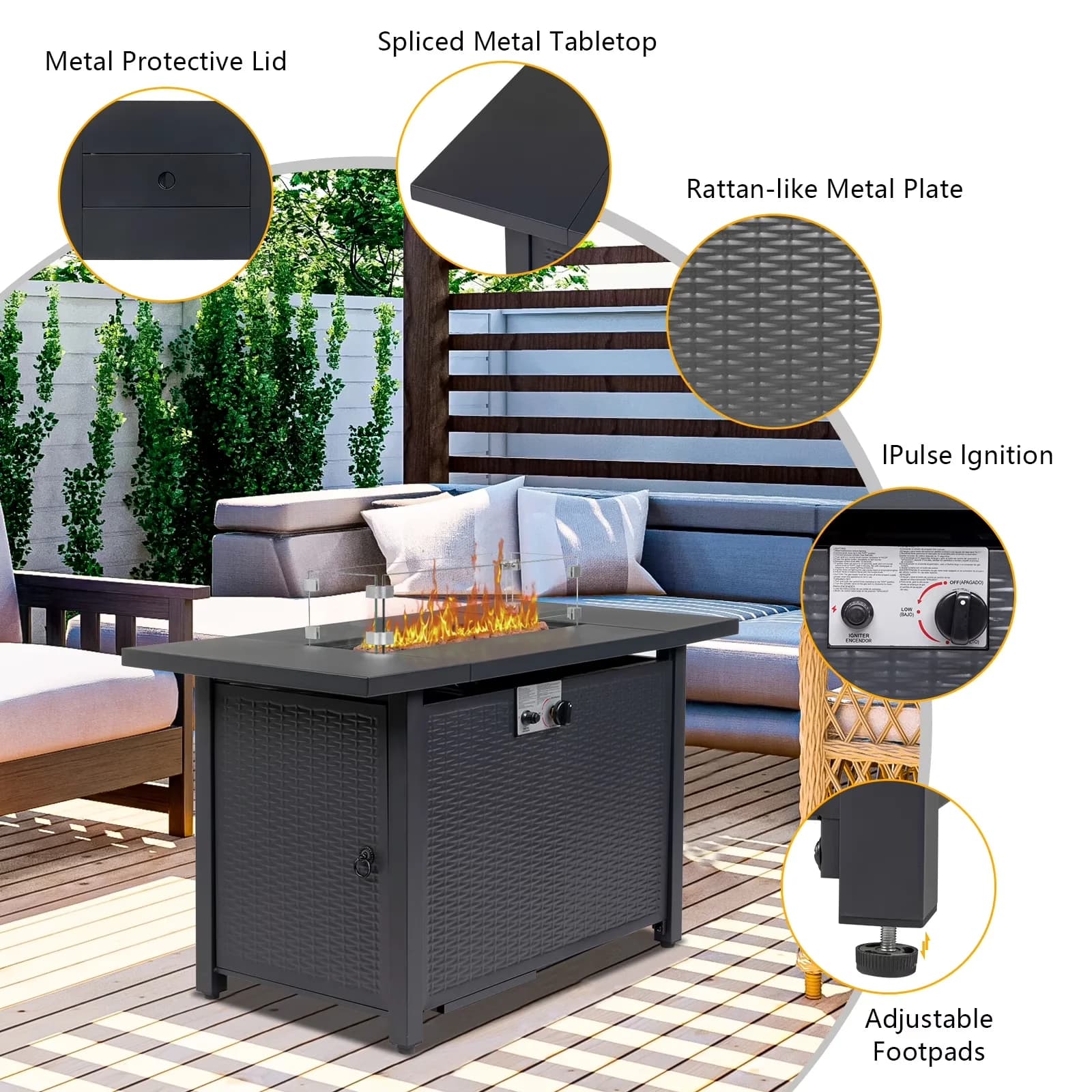 Stylish Outdoor Heating with 50000 BTU, Portable - Stainless Steel, Alloy Steel Black Model 2FA9FF