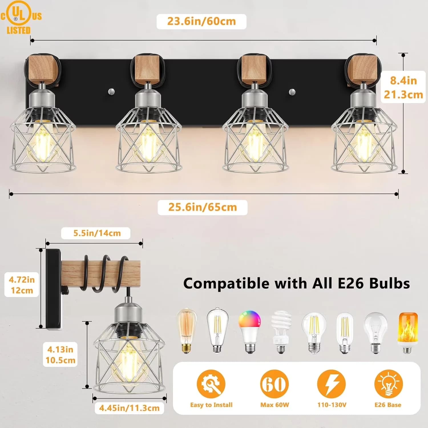 Innovative Bathroom Renovation with Incandescent, Farmhouse - Black, Silver, Brown, Multicolor Wood Model B71BBE