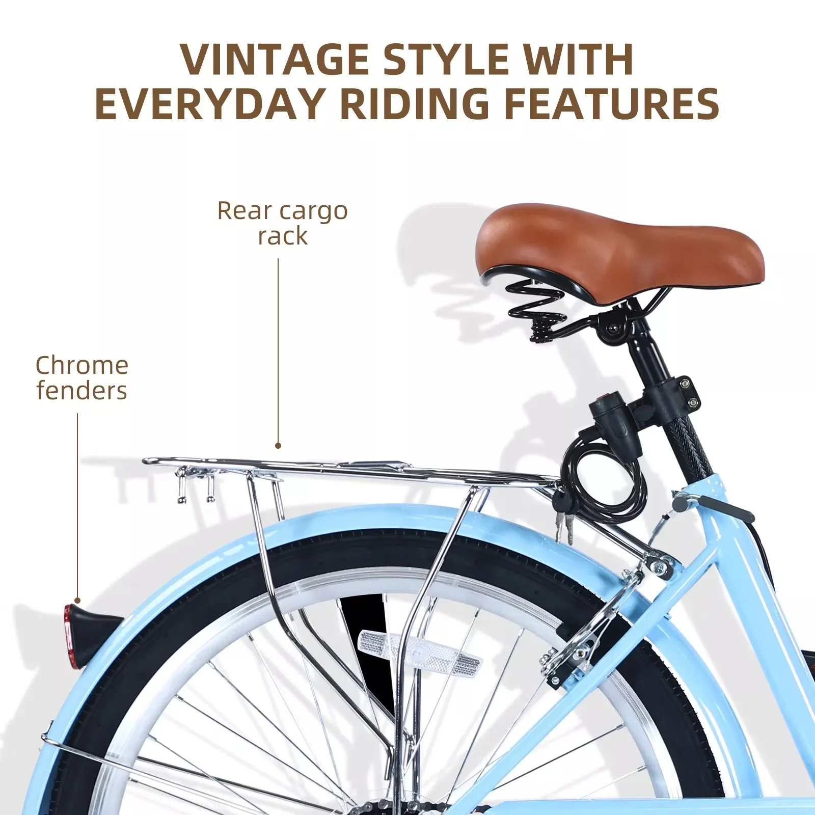 Efficient Cruiser Bike with Adjustable Seat, Number of Speeds:7, 26" 7 Speed Adult Beach Bicycle - Blue Model EE321C