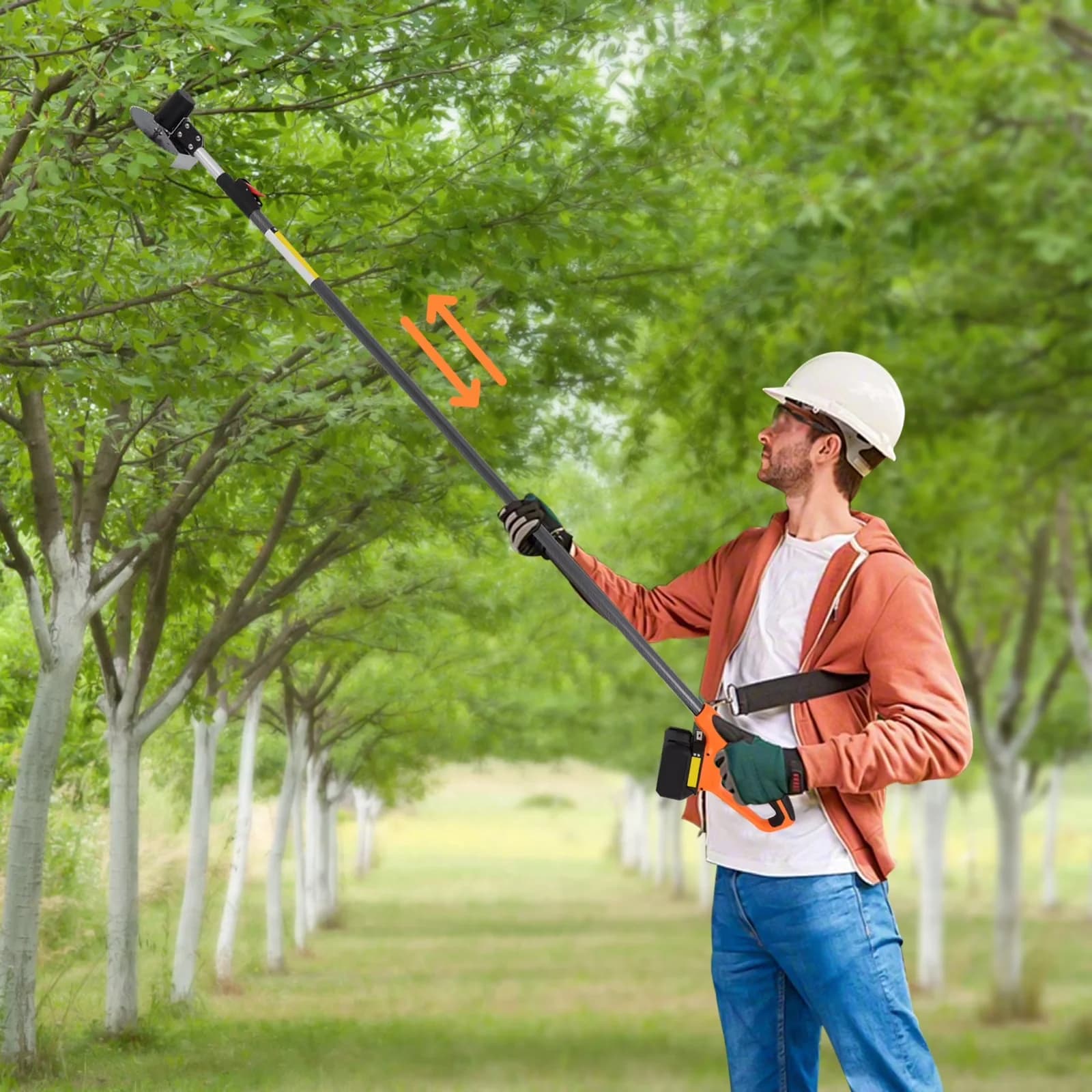 Premium Pole Saw with Battery, Telescopic Range: 1.75-2.8m/5.74-9.19ft - Black Model 0ABE58