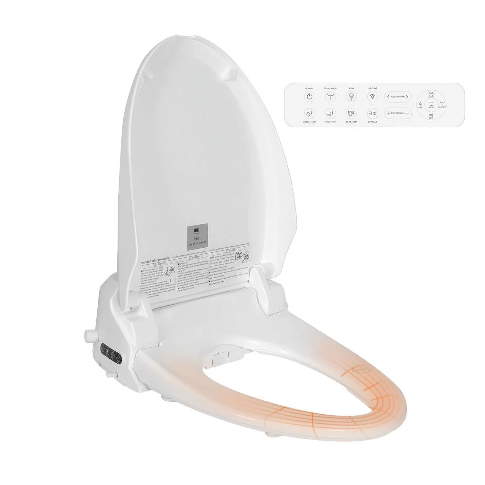 Toilet Seats And Lid Durable with Battery, LED, Heated - Plastic White Model 8263D8