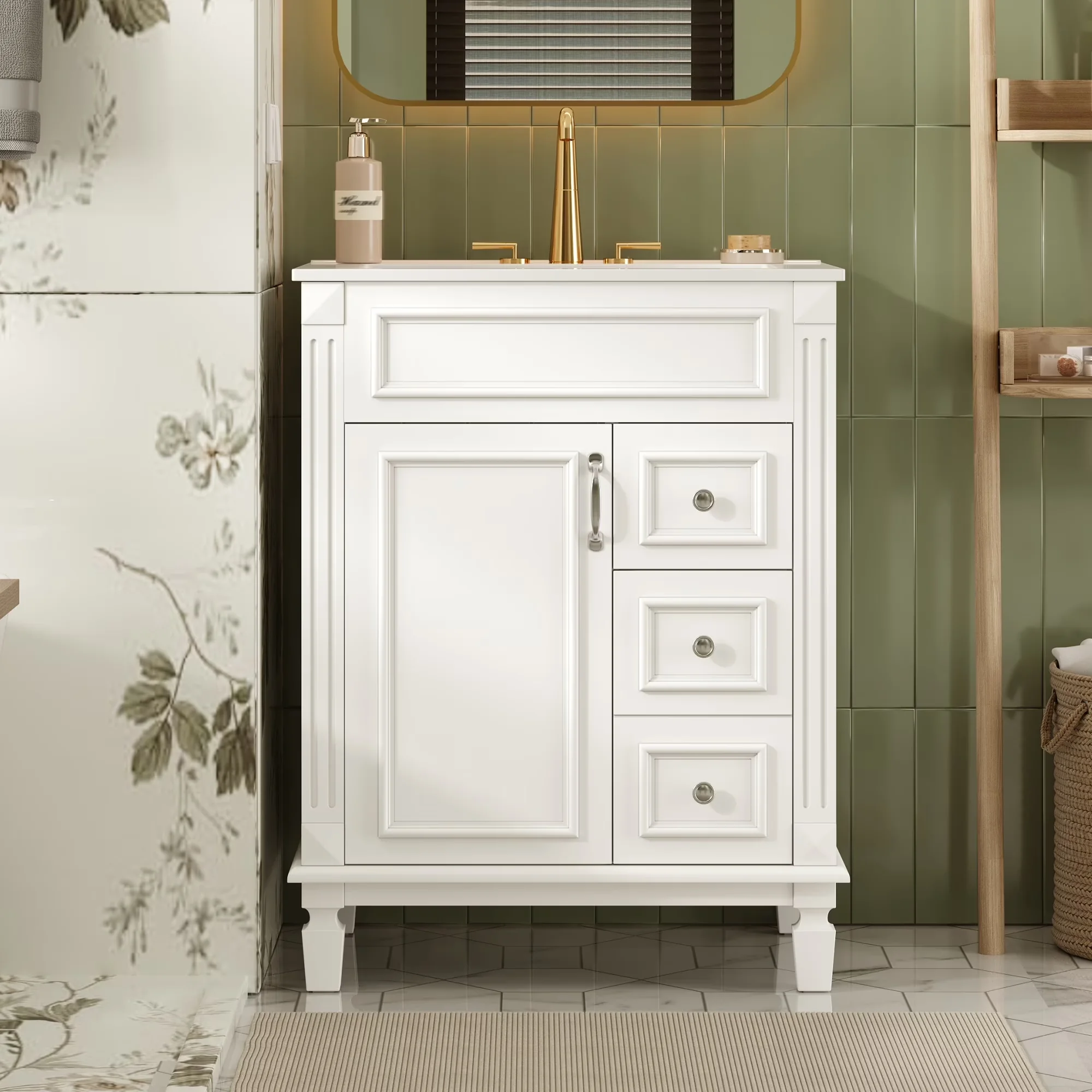 Bathroom Renovation Reliable with 24'' Small Vanity, Drawers, Sink - Durable Build Model B8C417