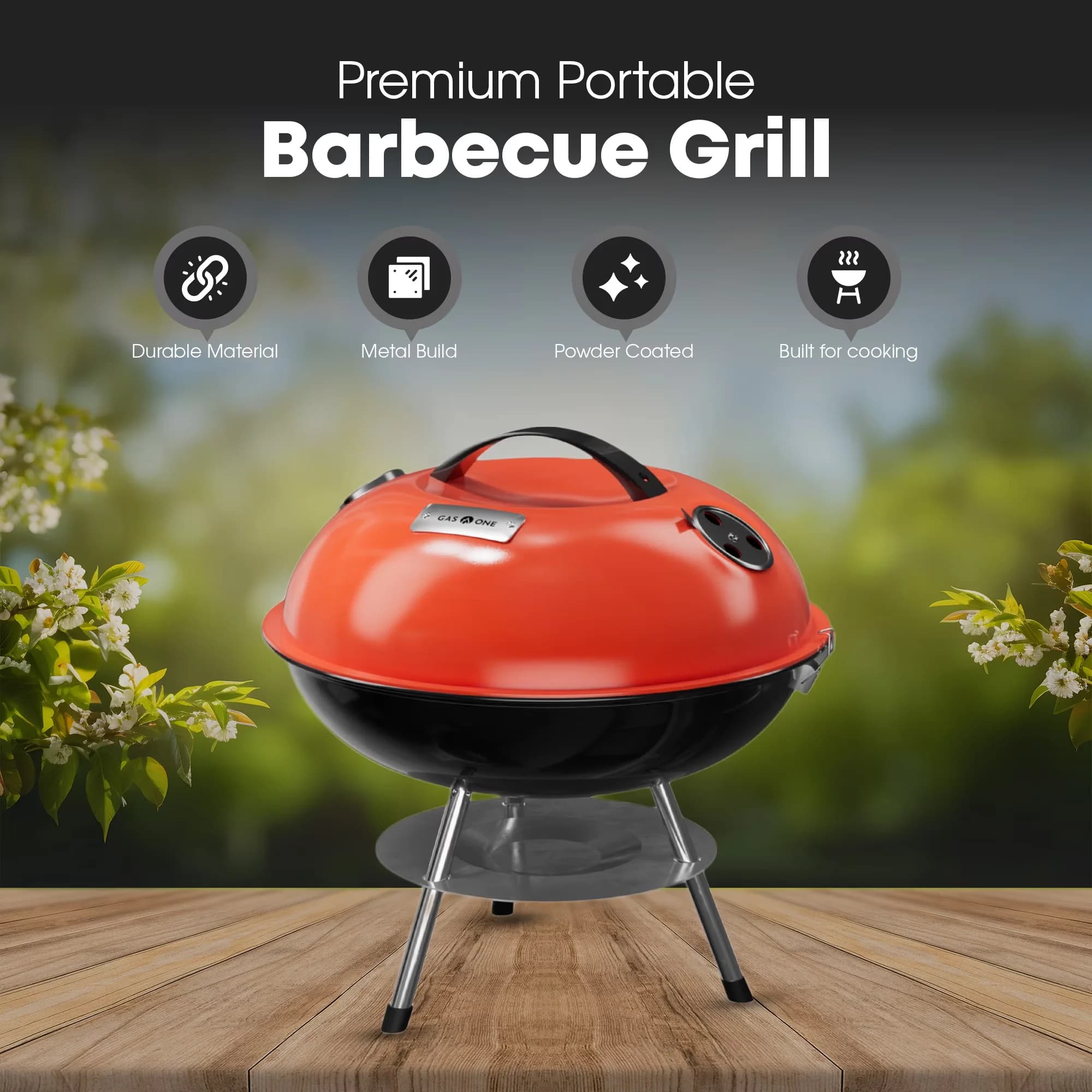 Stylish Combo Grill with Portable - Metal Red 14 in for Multiple Applications Model 97CF50