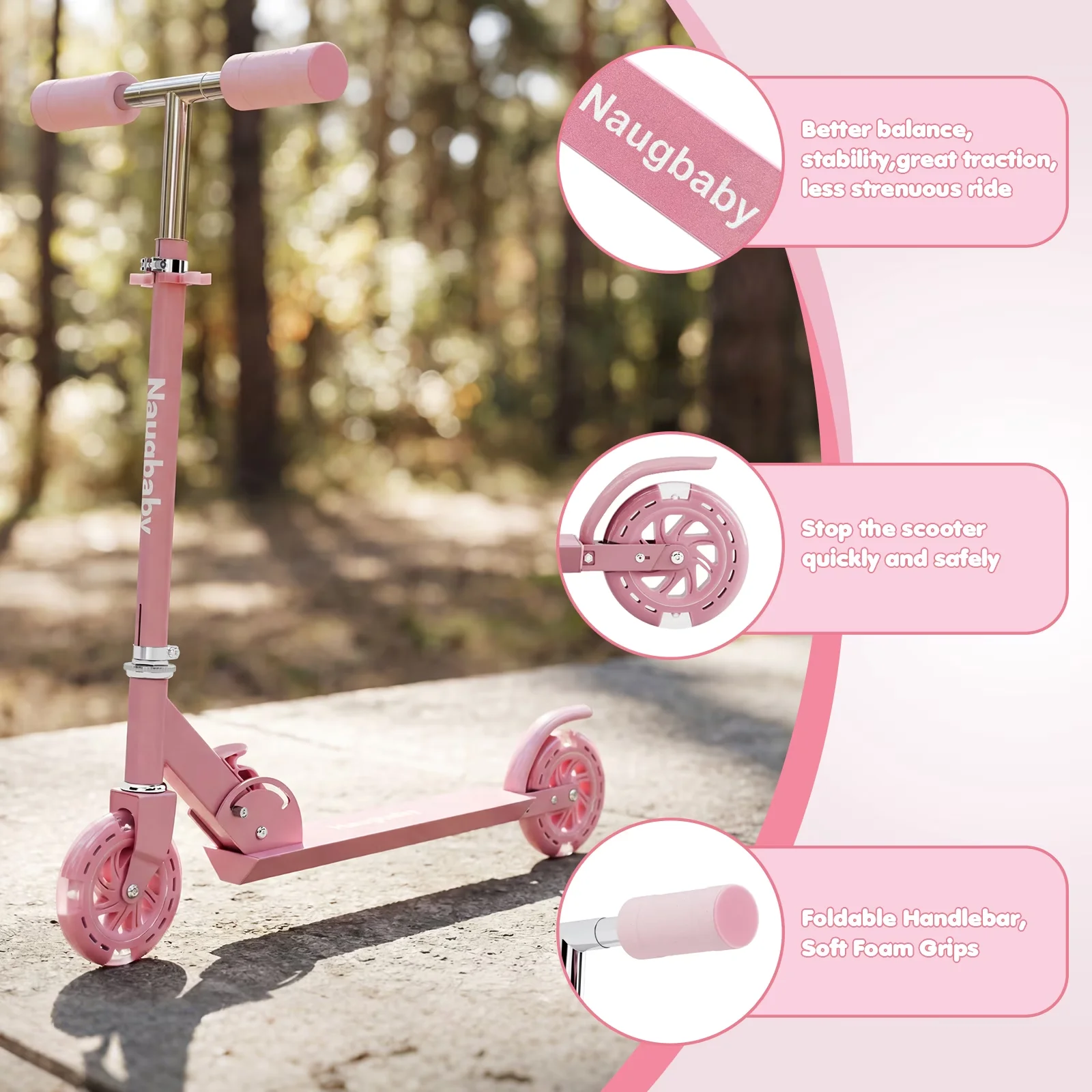 Versatile Scooter with LED, Portable, Compact - Iron, Pu Pink Kick for Everyday Use Model F2DABB