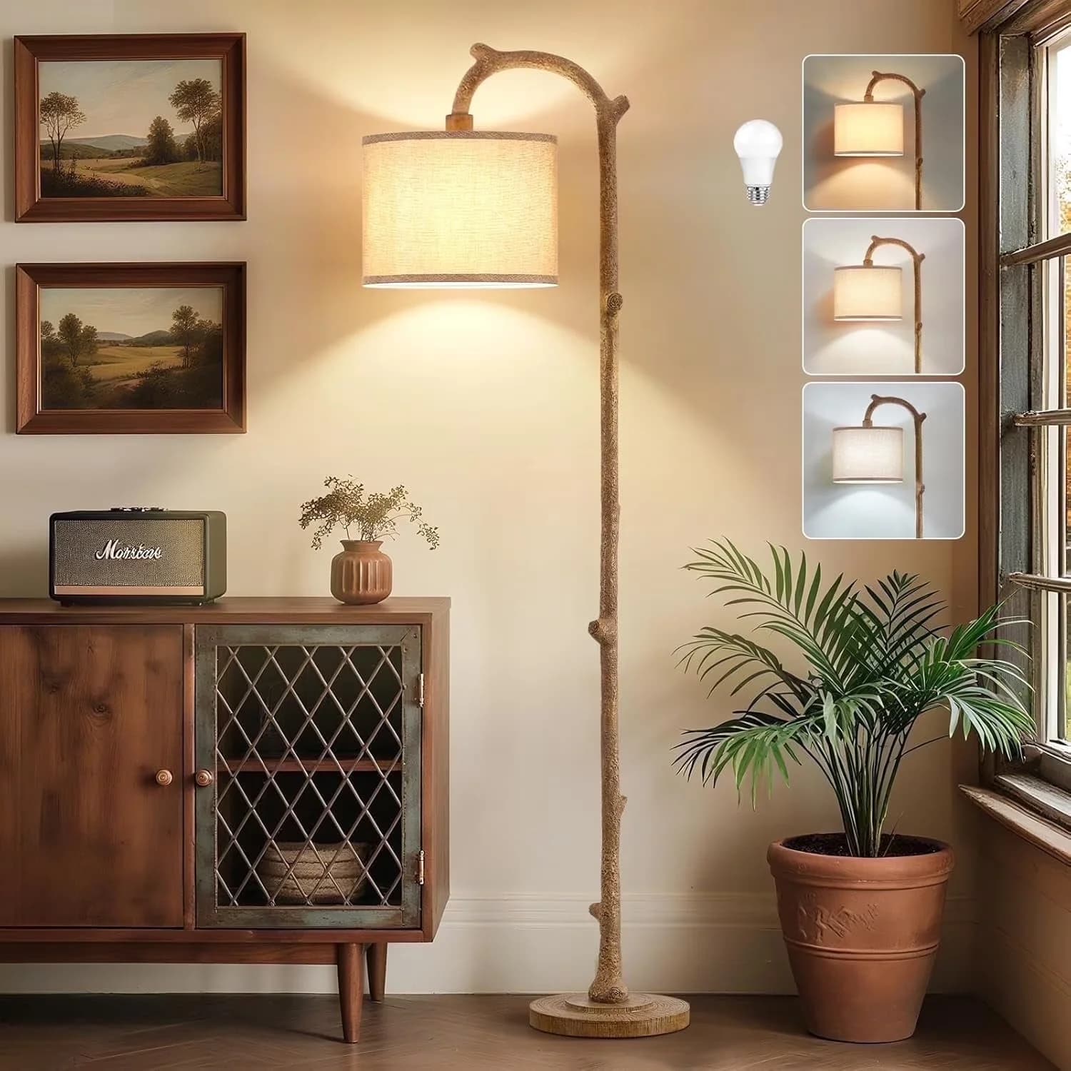 Floor Lamp Quality with LED, Energy Efficient, Farmhouse - Resin Brown Model 089ED9