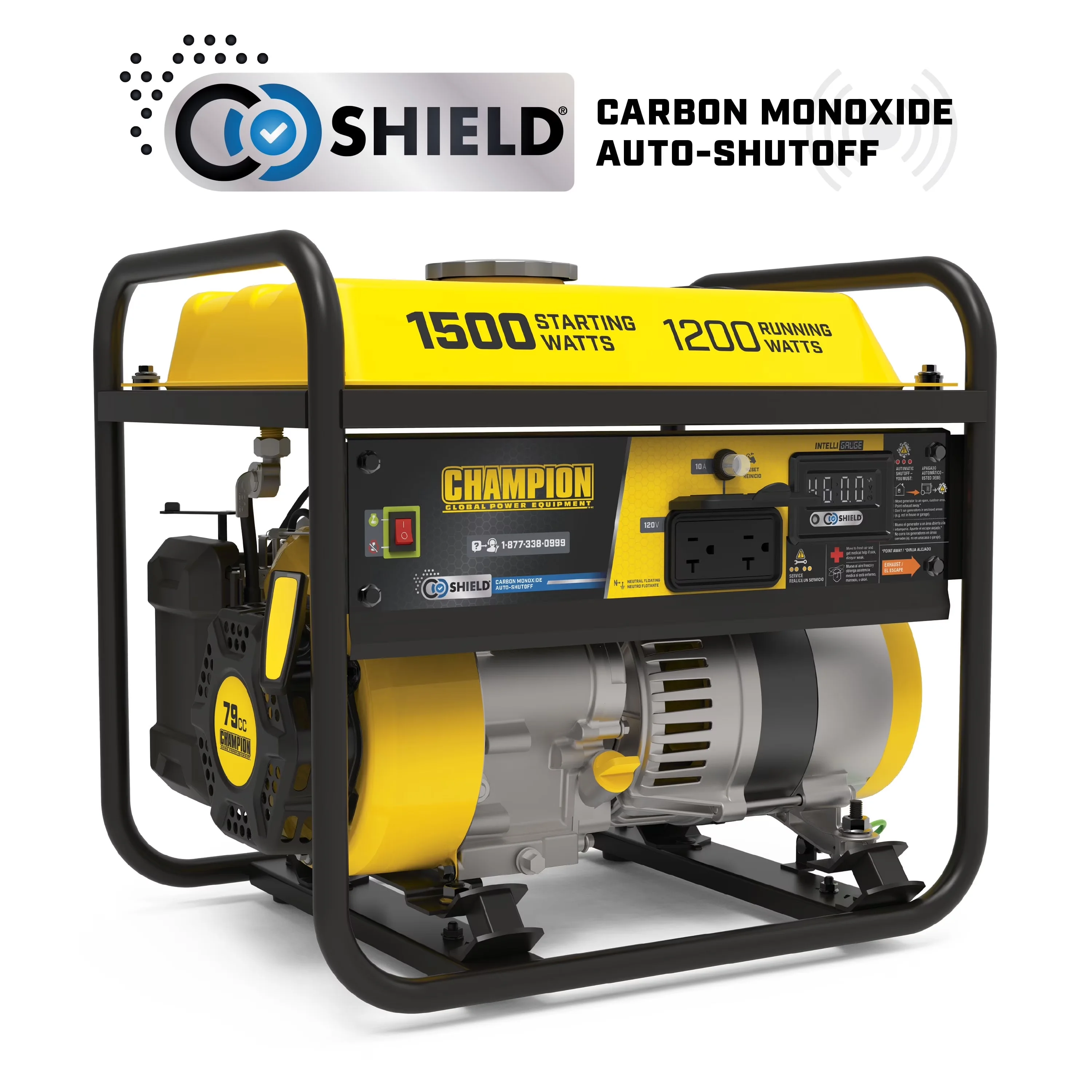 Sleek Generator with 1200W, Co Shut-Off, 1200-Watt Portable - Industrial Grade Model E95195