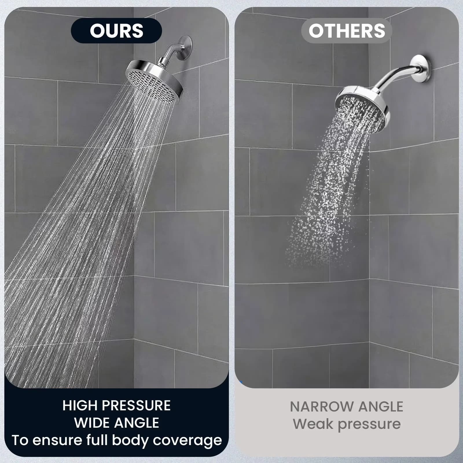 Shower Head Essential with 180 Degree Swivel, Adjustable, 360 Degree Rotation - Gray Stainless Steel Model 9786E9
