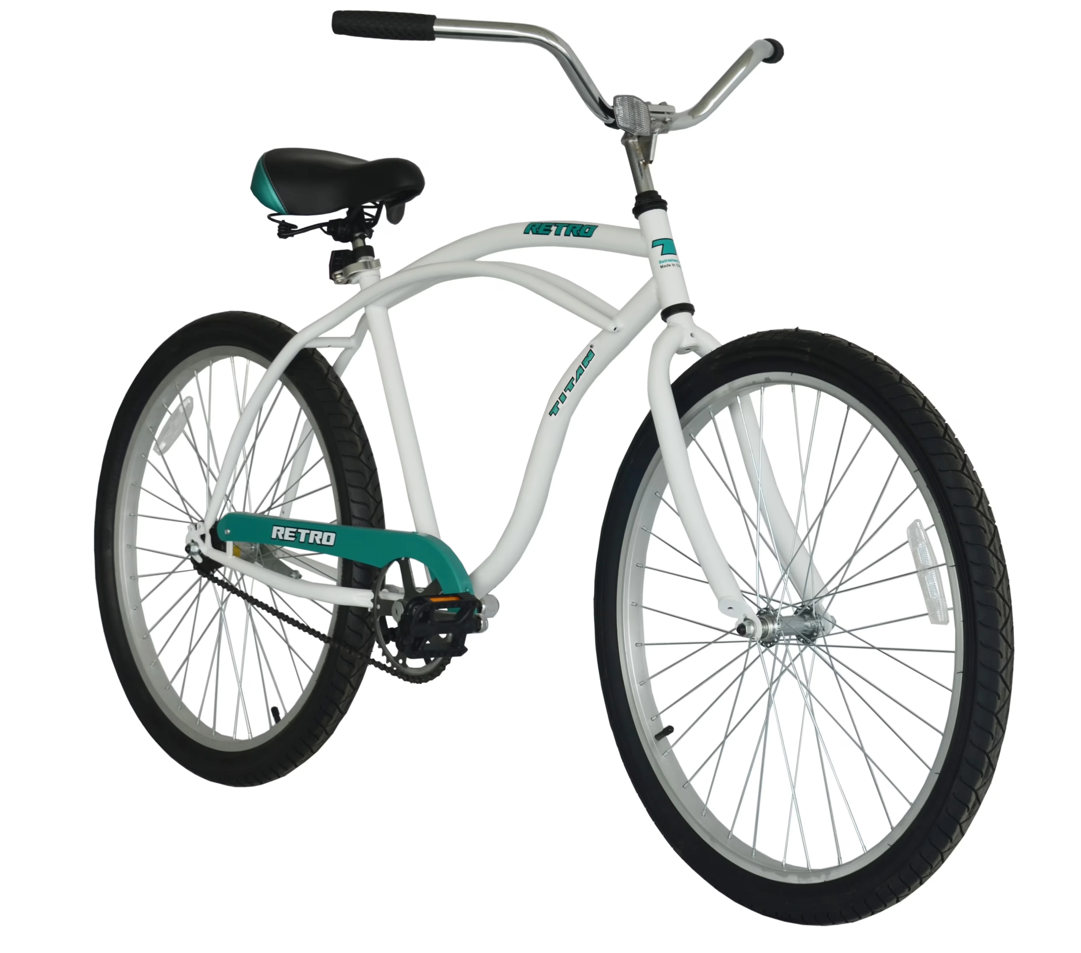 Compact Cruiser Bike with Retro Beach Bicycle - White 19 Inch - Long-Lasting Performance Model 8A0B79