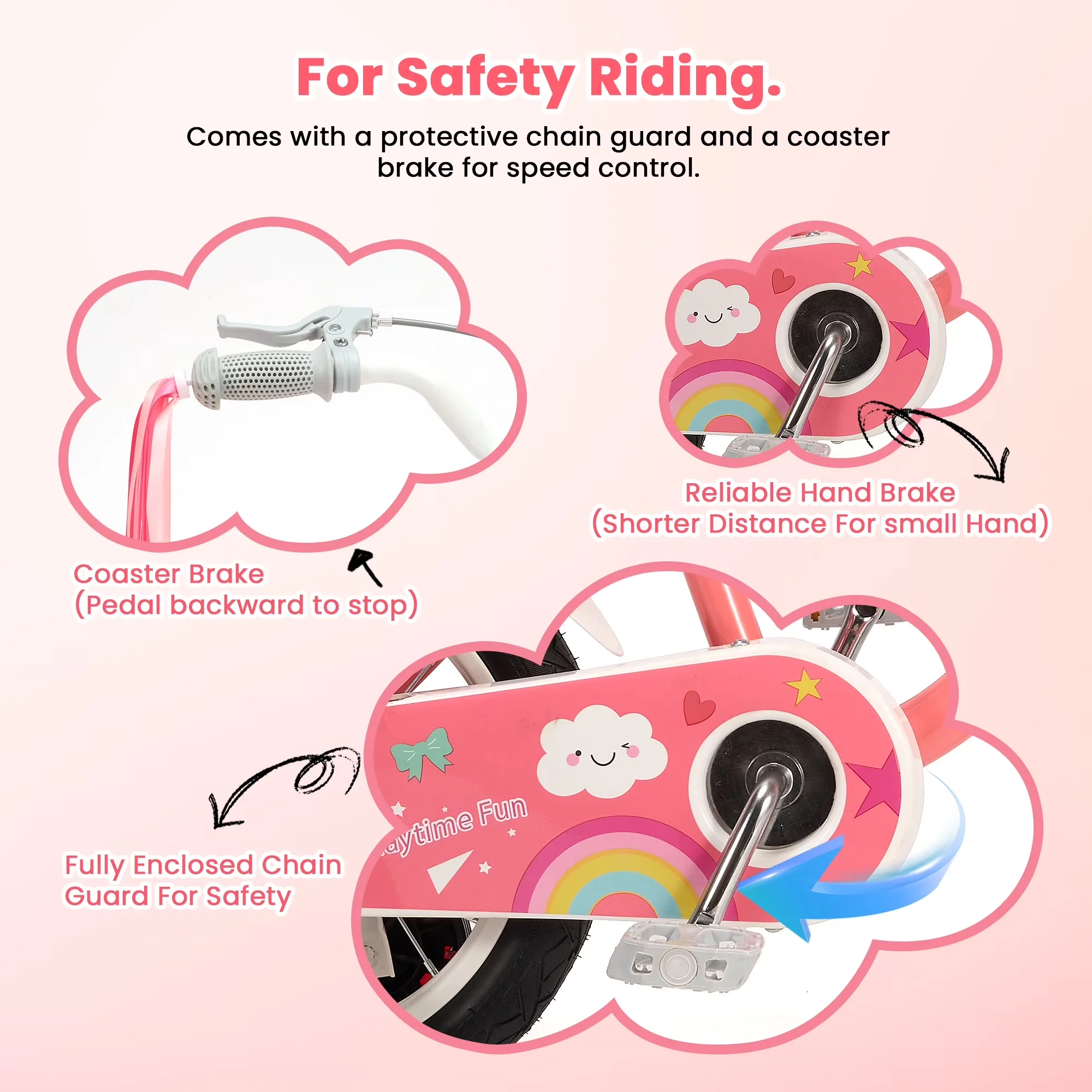 Kids Bike Versatile with Adjustable Seat, Training Wheels, 12 Inch Boys Girls - Pink Model D70EB0