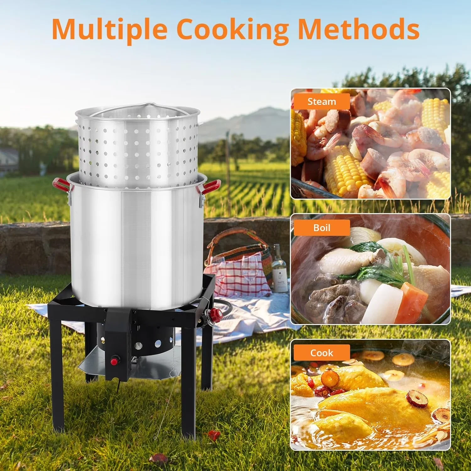 Outdoor Fryer Compact with 110000 BTU - Aluminum Seafood - Premium Collection Model ED24EC