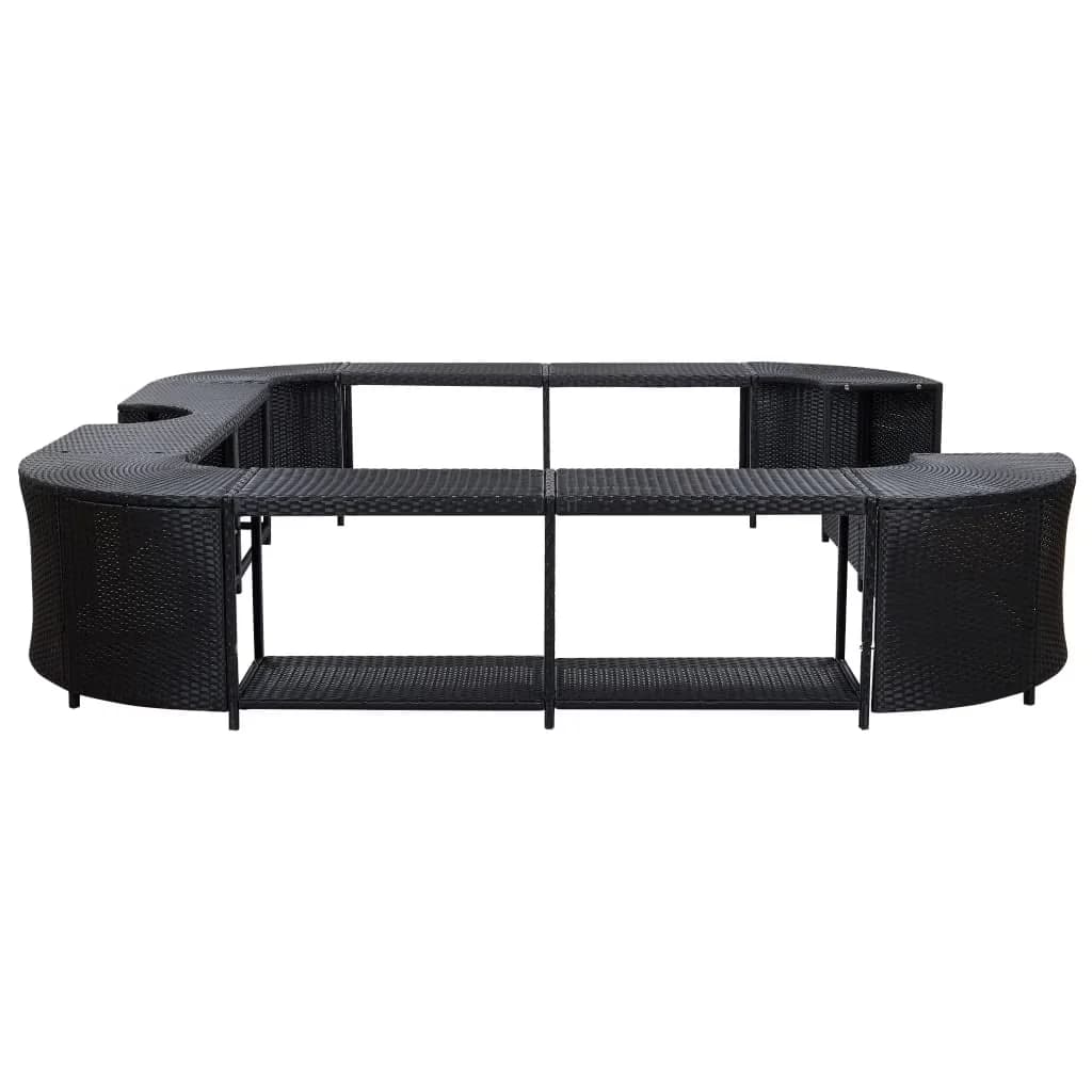 Hot Tub Innovative with Spa Surround Black - Pe Rattan, Powder-Coated Steel, Solid Acacia Wood Model 4D6C44