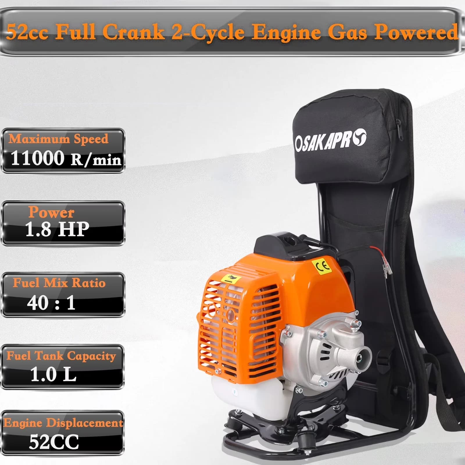 Compact Chainsaw with Attachment Capable, Gas Pole Saw, Grass Trimmer - 52CC Model 92751A