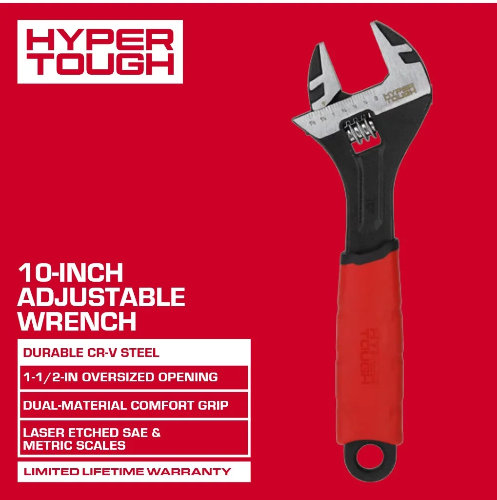 Classic Hand Tool with Adjustable, Dual Material Comfort Grips - 10-INCH Model E08402
