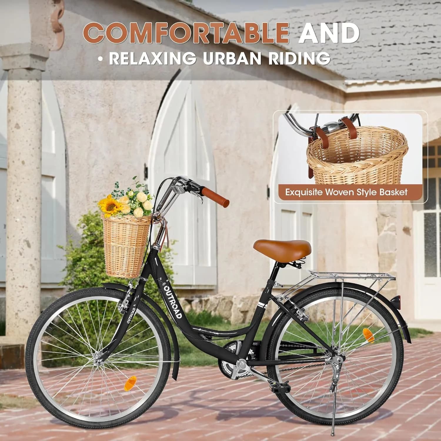 Efficient Cruiser Bike with Adjustable Seat Height, 26 inch Beach & City Bicycle - Model E50480