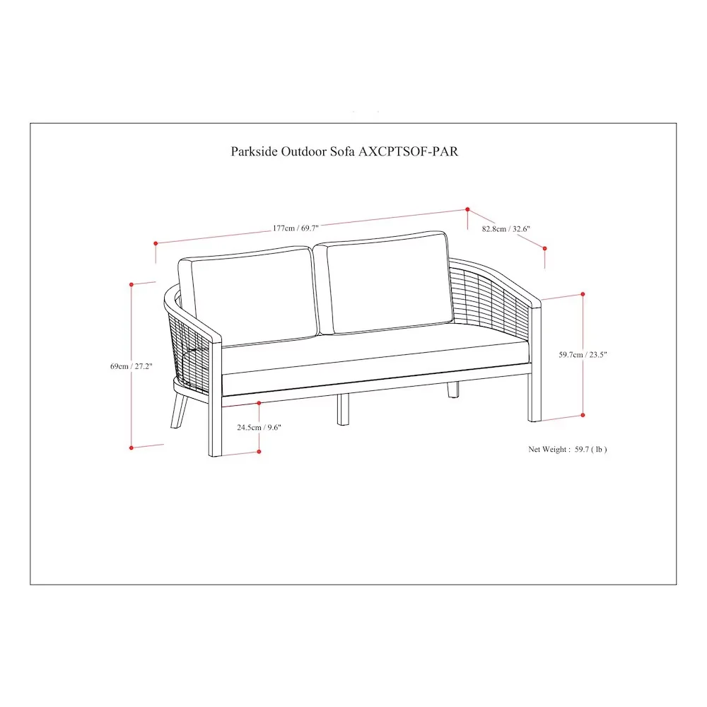 Stylish Outdoor Sofas Sectional with Weather-Resistant, Contemporary - Off-White Plastic Wicker, Acacia, Metal, Polyester Model 771D32