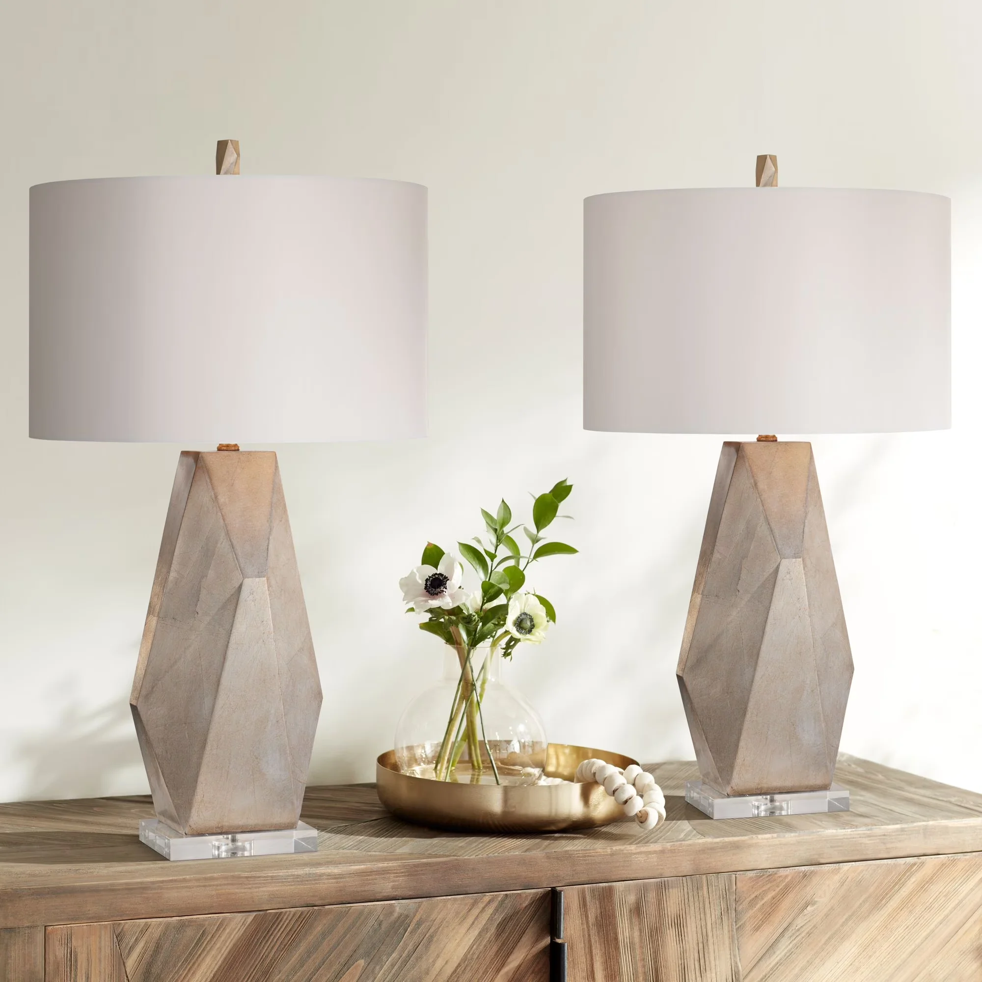 Durable Lamp Set with Modern - Gold Resin 1/2 - Modern Design Model 7504C1