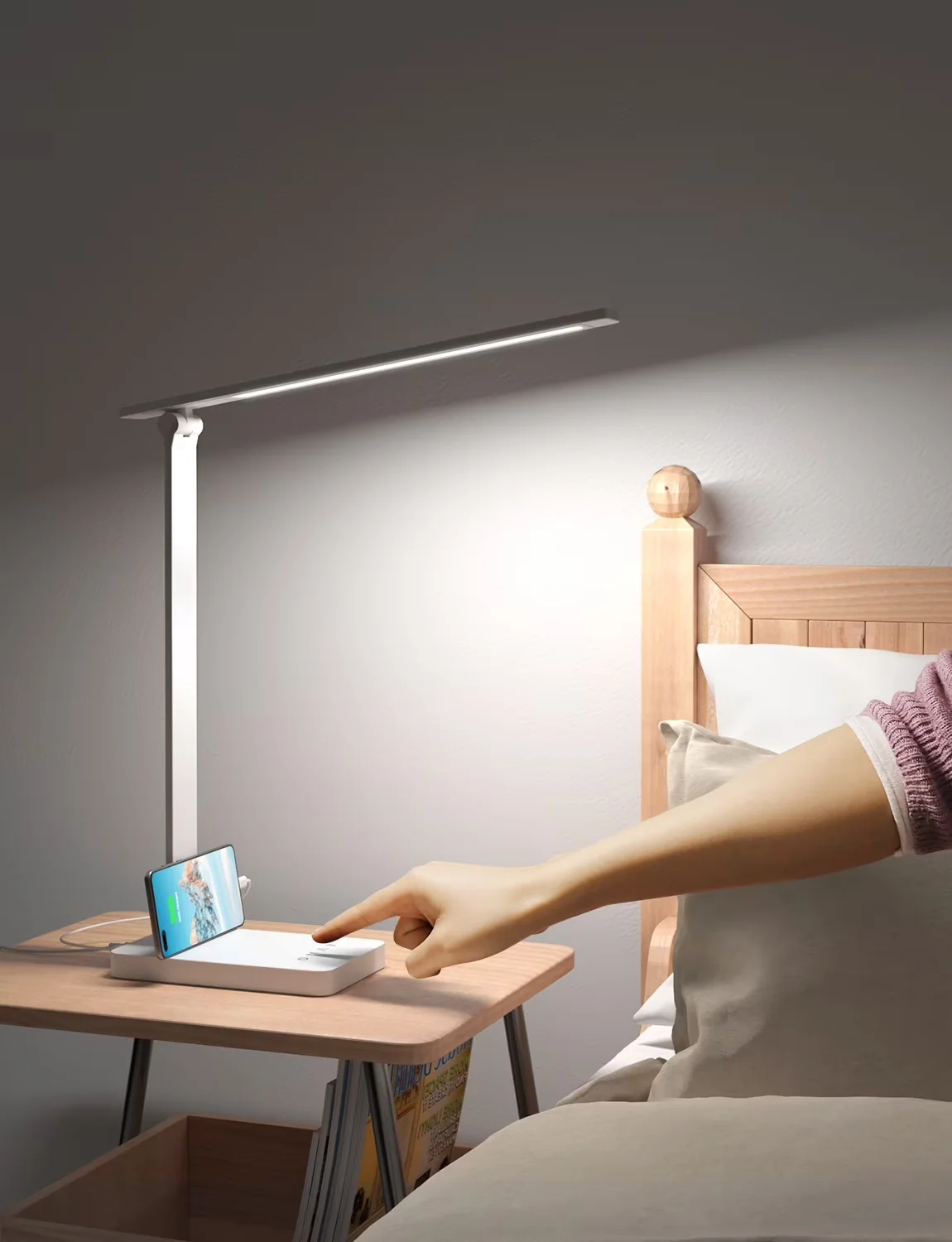 Stylish Desk Lamp with LED, 15W - Aluminum Alloy White for Home, Study Model 7702E9