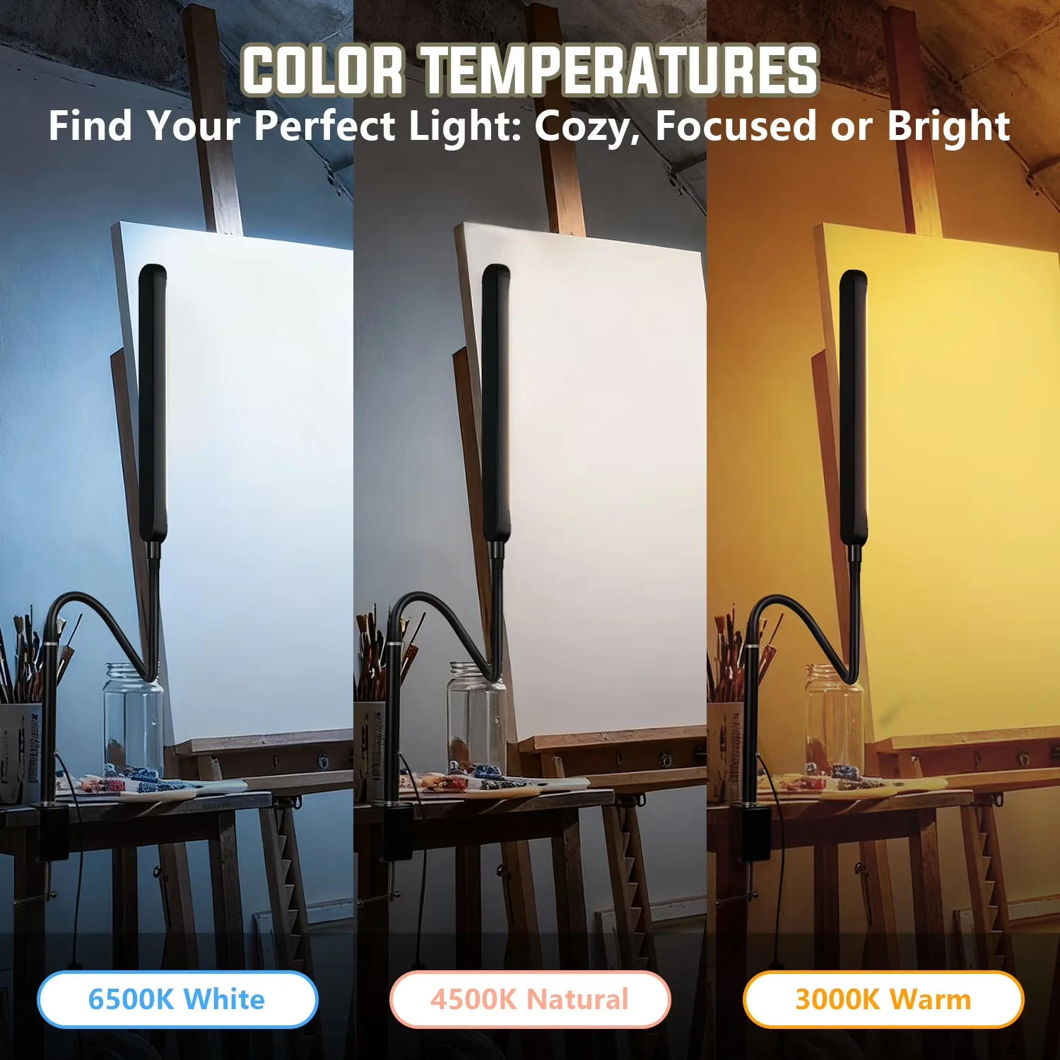 Durable Desk Lamp with LED, Dimmable, Clamp - Black Aluminum - Industrial Grade Model 95FC3B