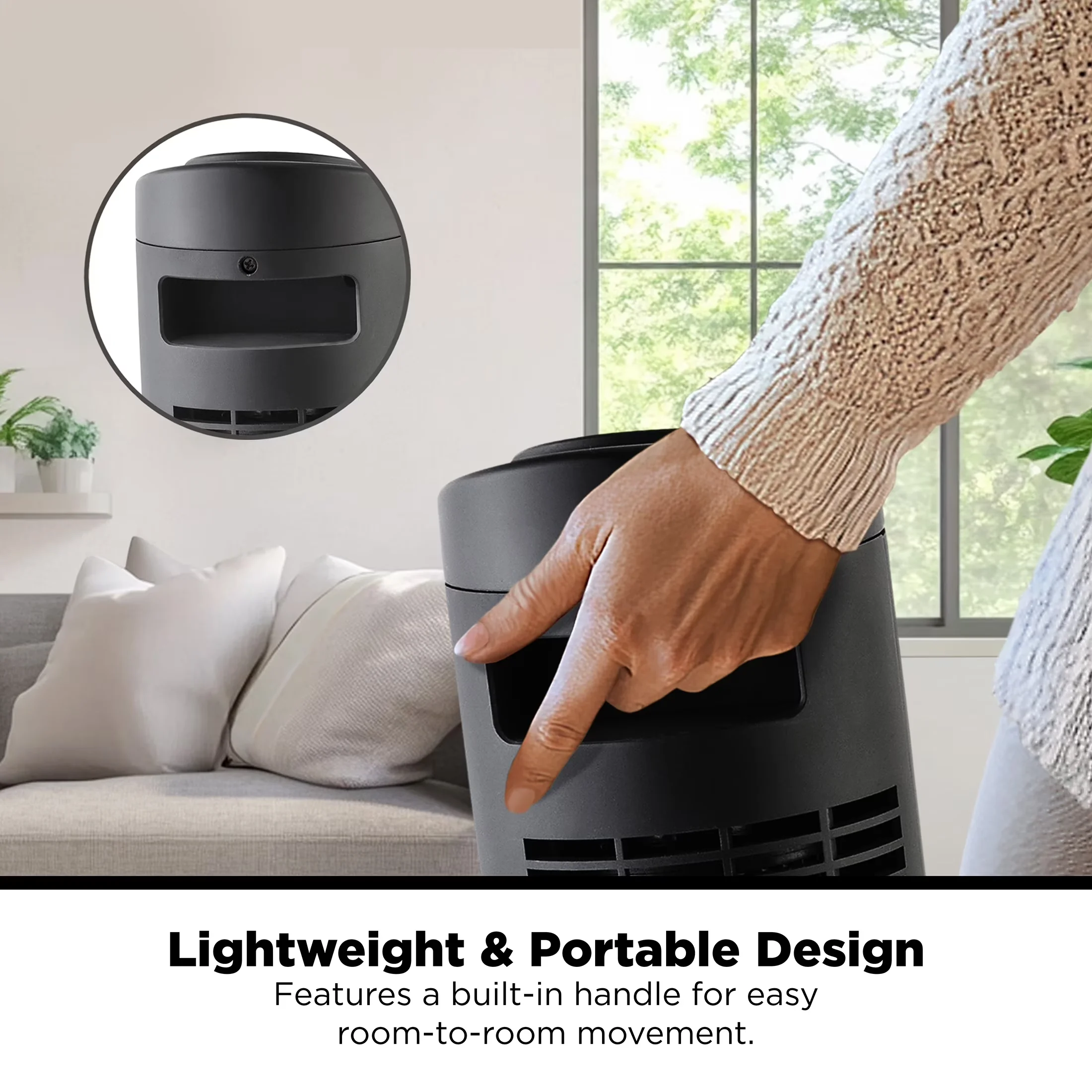 Durable Fans In Cooling with Oscillating, light weight with built-in handle, Power off memory function - Black Plastic Model C7602B
