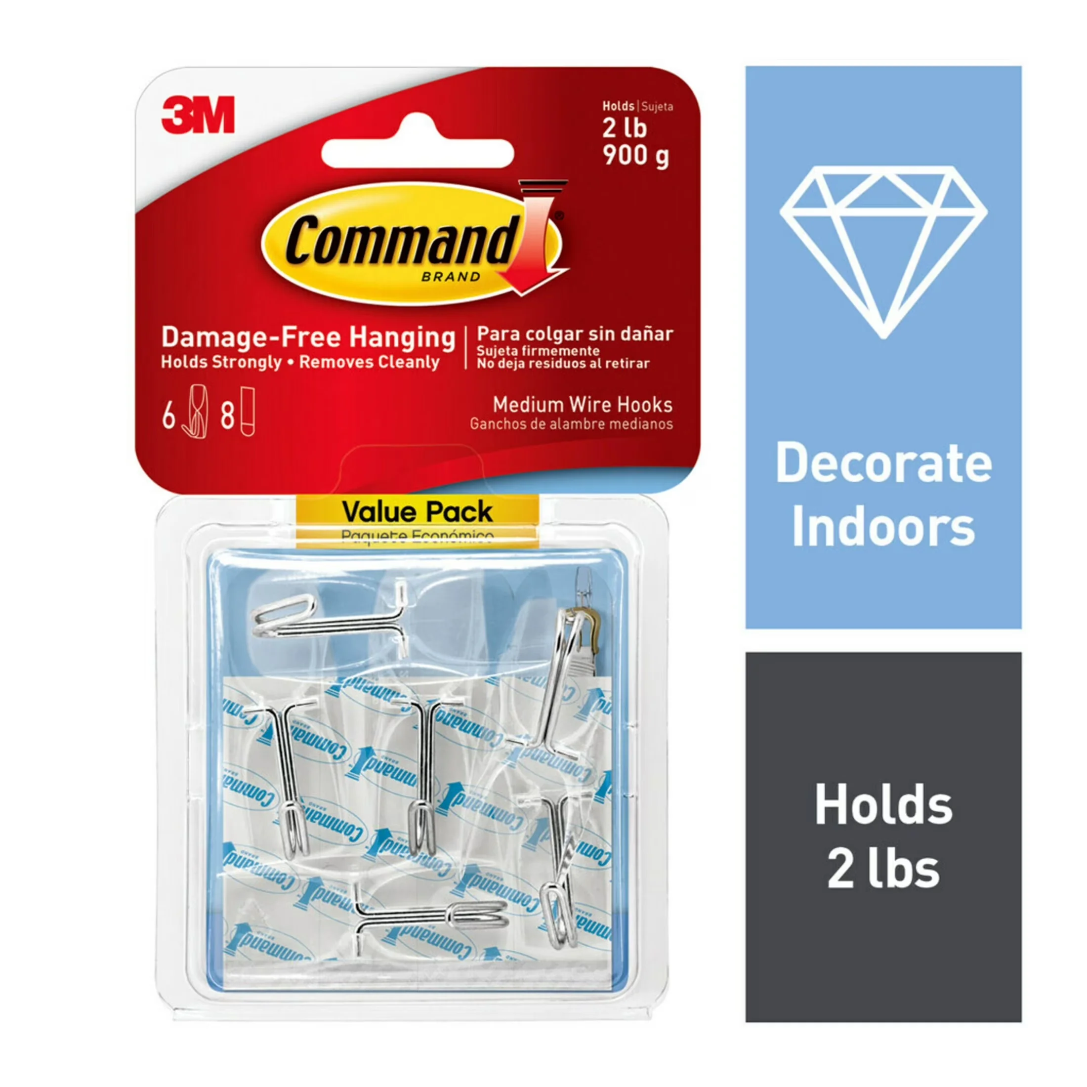 Damage-Free Hanging Modern with Easy Installation, Wall-Mountable, Wire Toggle Hooks - Clear Plastic Model 2B740E