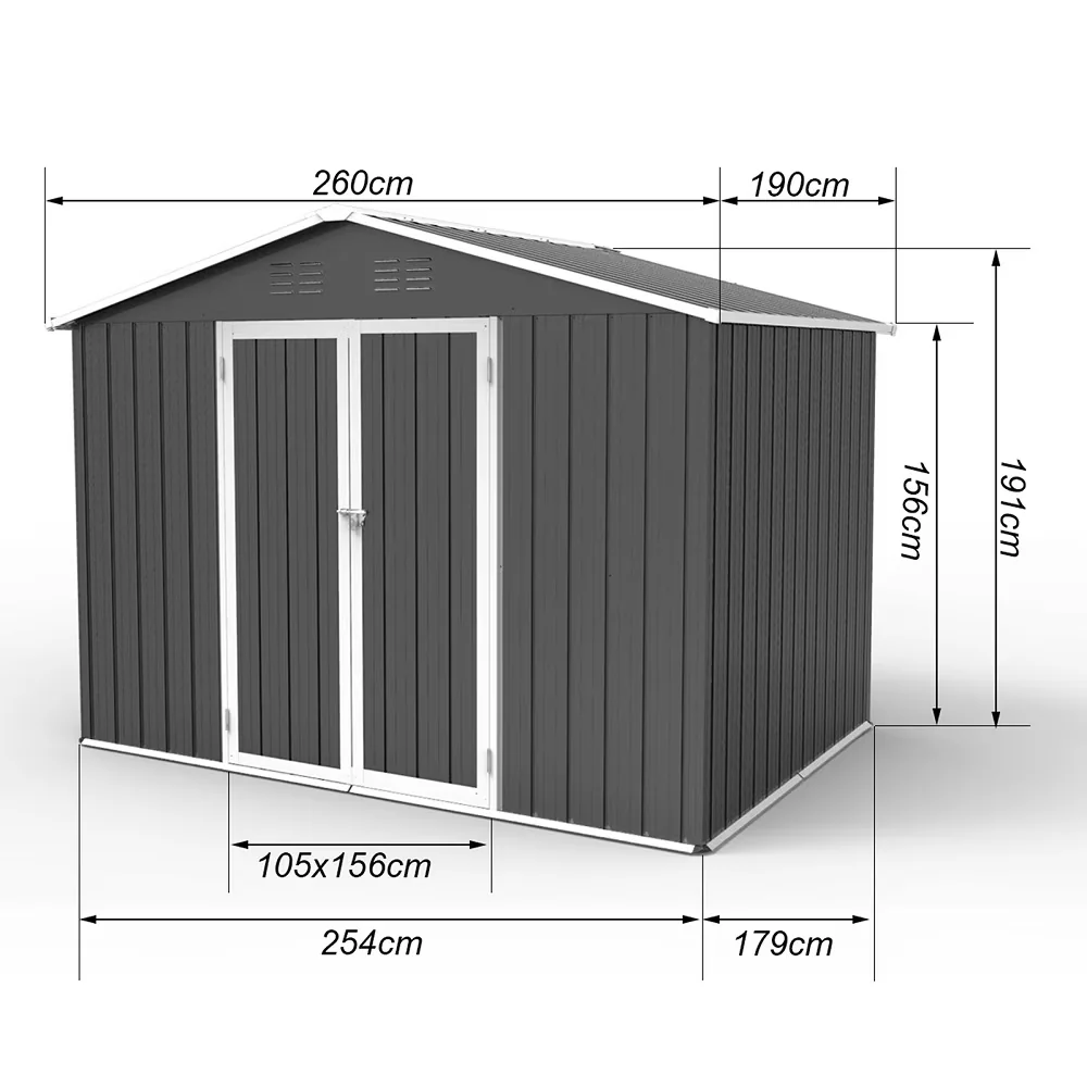Compact Shed with window, Main Color:Grey, Main Material:Metal - Gray Metal Model CEA791