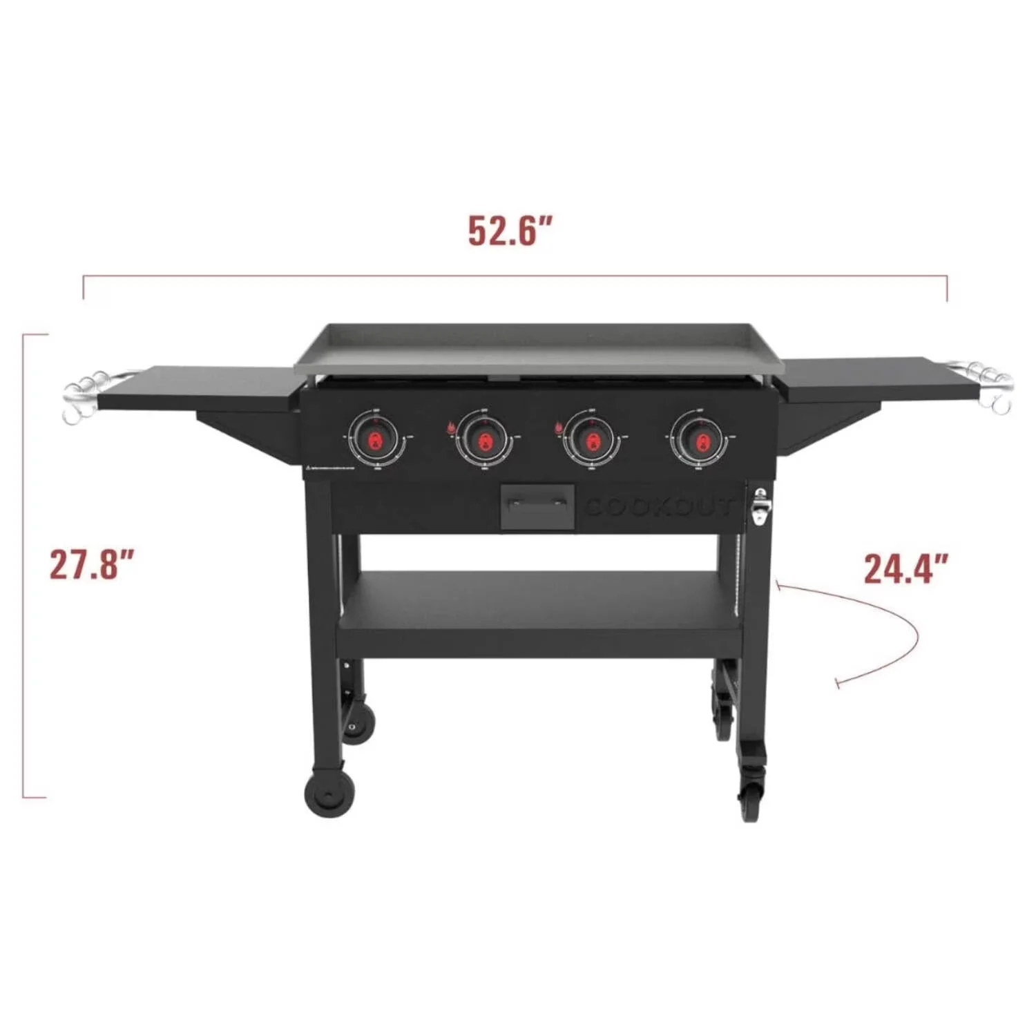 Innovative Flat Top Grill with 60000 BTU, 4-Burner 36-Inch Outdoor Griddle Station - Hot-Rolled Steel Black Model 0145A1