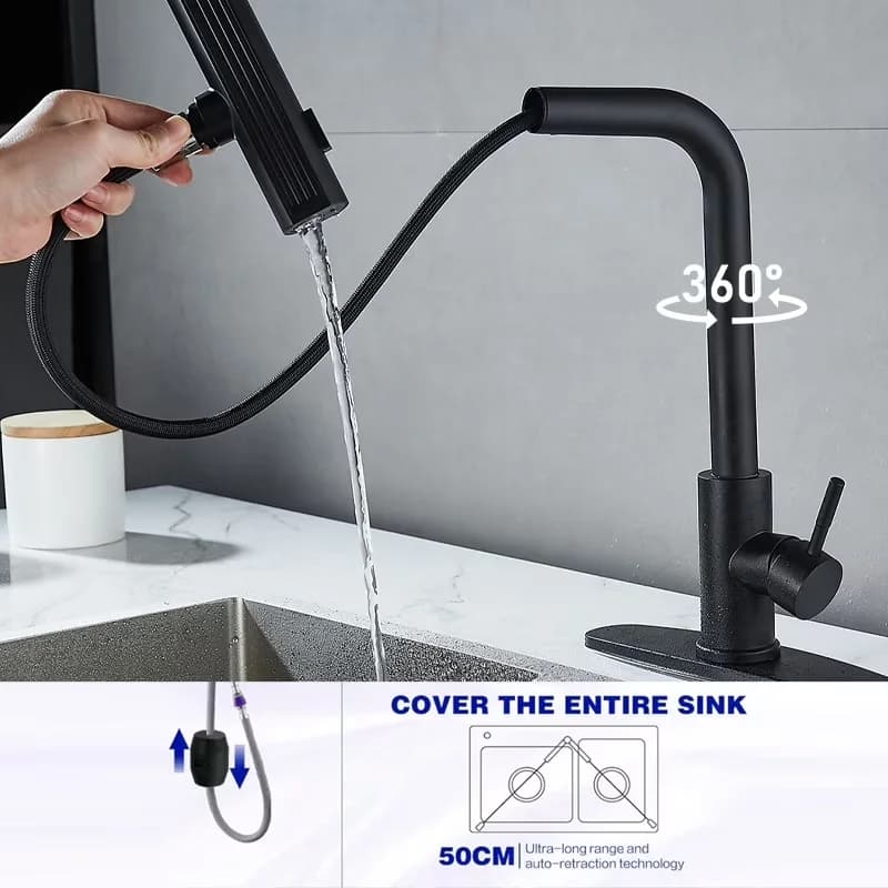 Kitchen Renovation Classic with Waterfall, Waterfall Sink Faucet - Black Model DFB38C